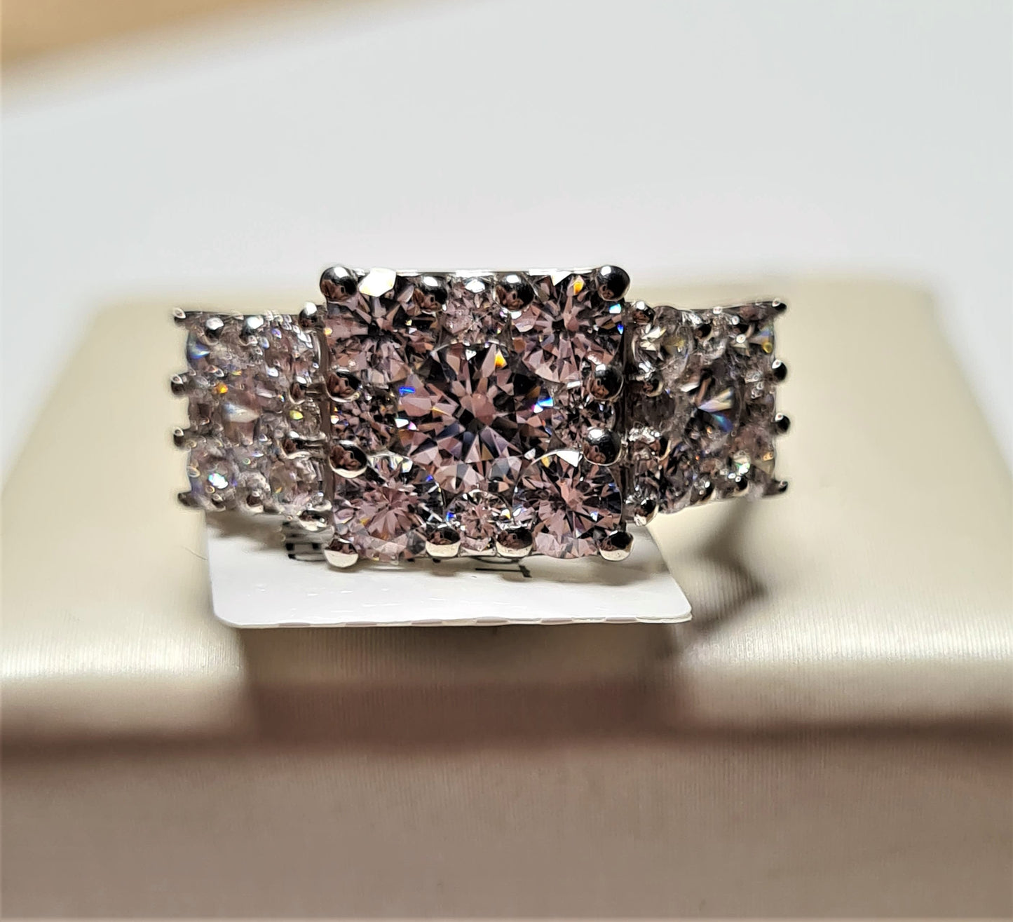 Swarovski Zirconia 3 Row Cluster Ring Sterling Silver SIZE O