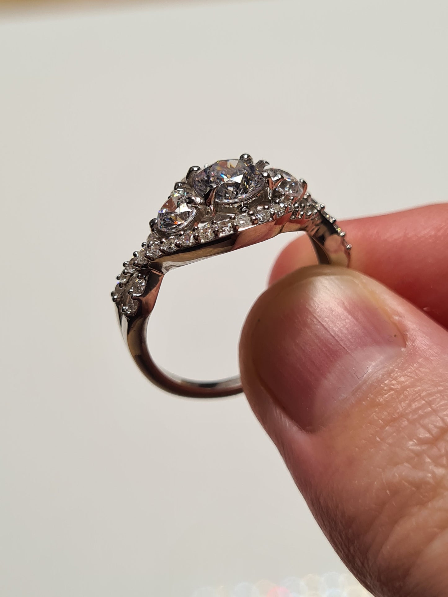 Swarovski Zirconia Cluster Criss-Cross Ring Sterling Silver SIZE P