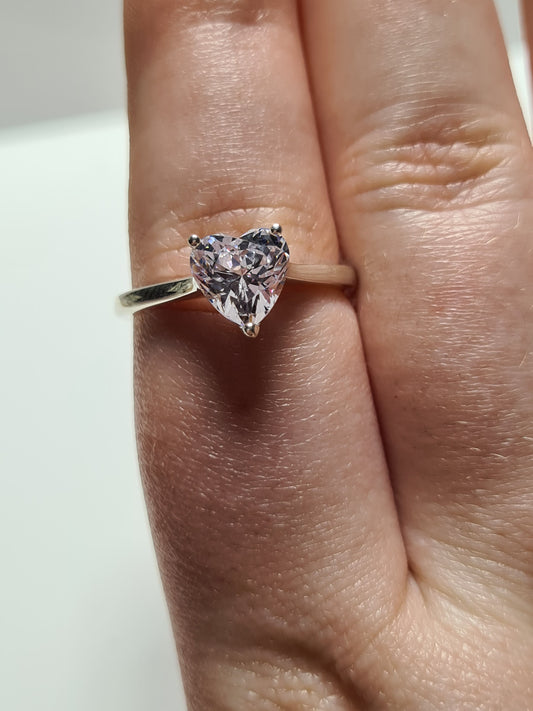 Swarovski Zirconia Heart Cut Ring Set in 925 Sterling Silver SIZES P,R