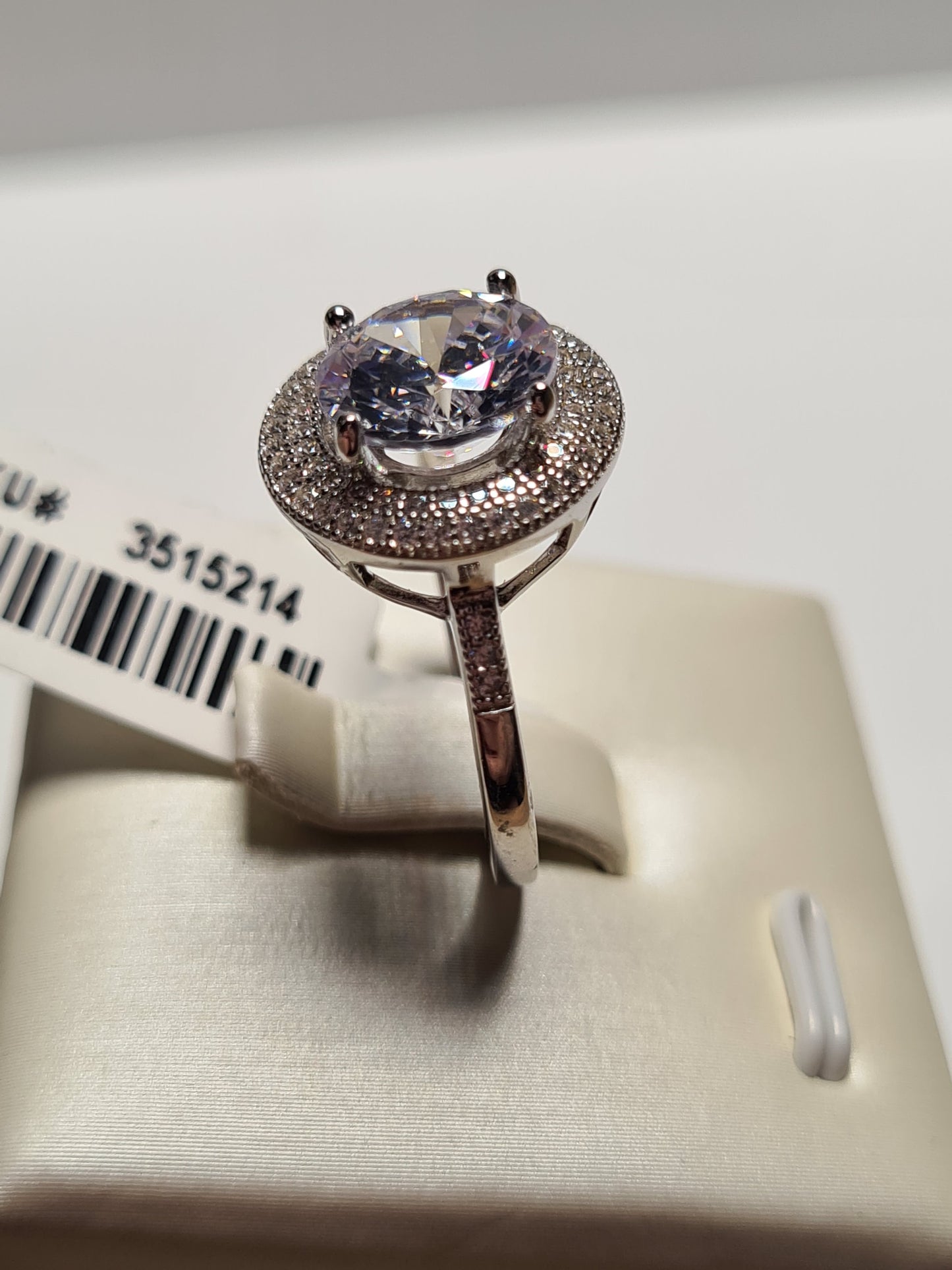 Large Round Cut Halo Simulated Diamond Ring SIZE P