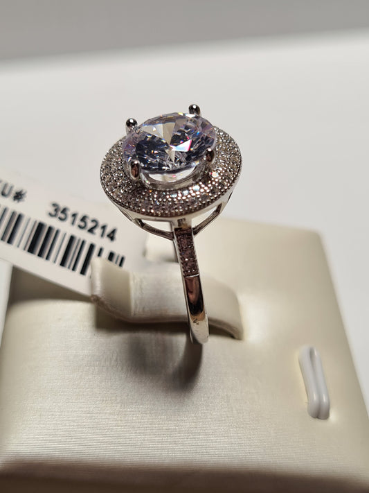 Large Round Cut Halo Simulated Diamond Ring SIZE P