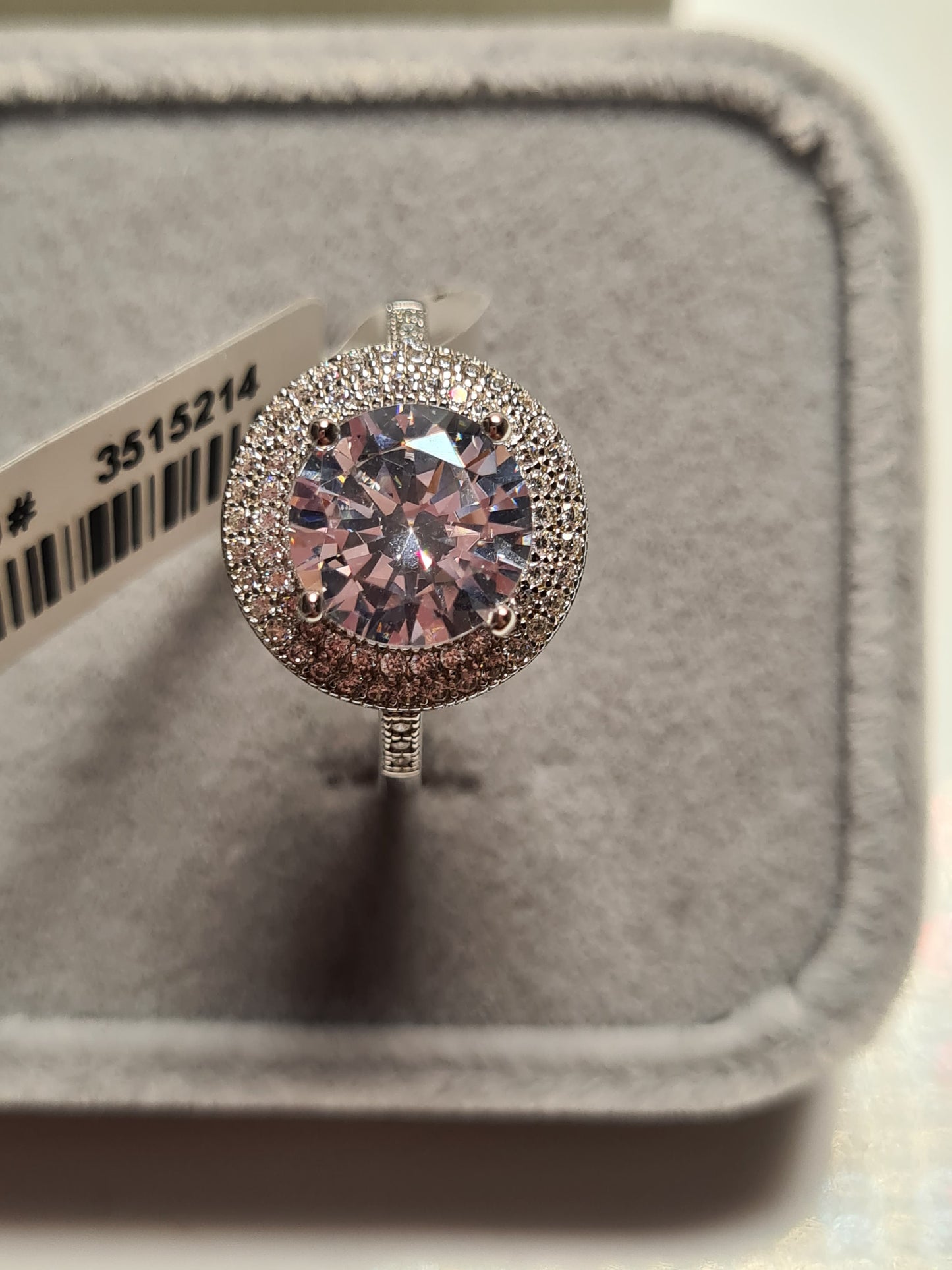 Large Round Cut Halo Simulated Diamond Ring SIZE P