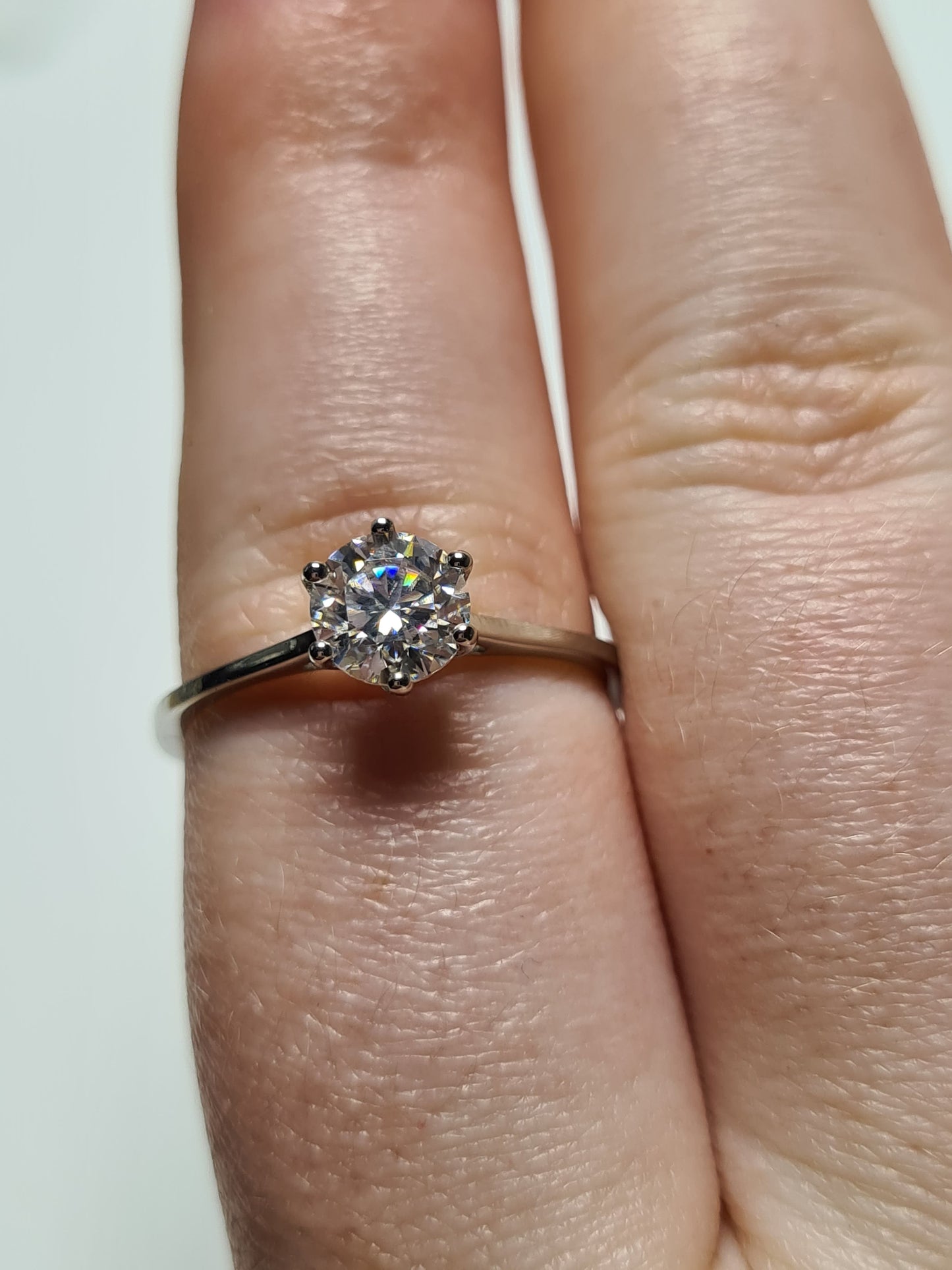 1ct Moissanite Solitaire Ring 925 Sterling Silver SIZE S