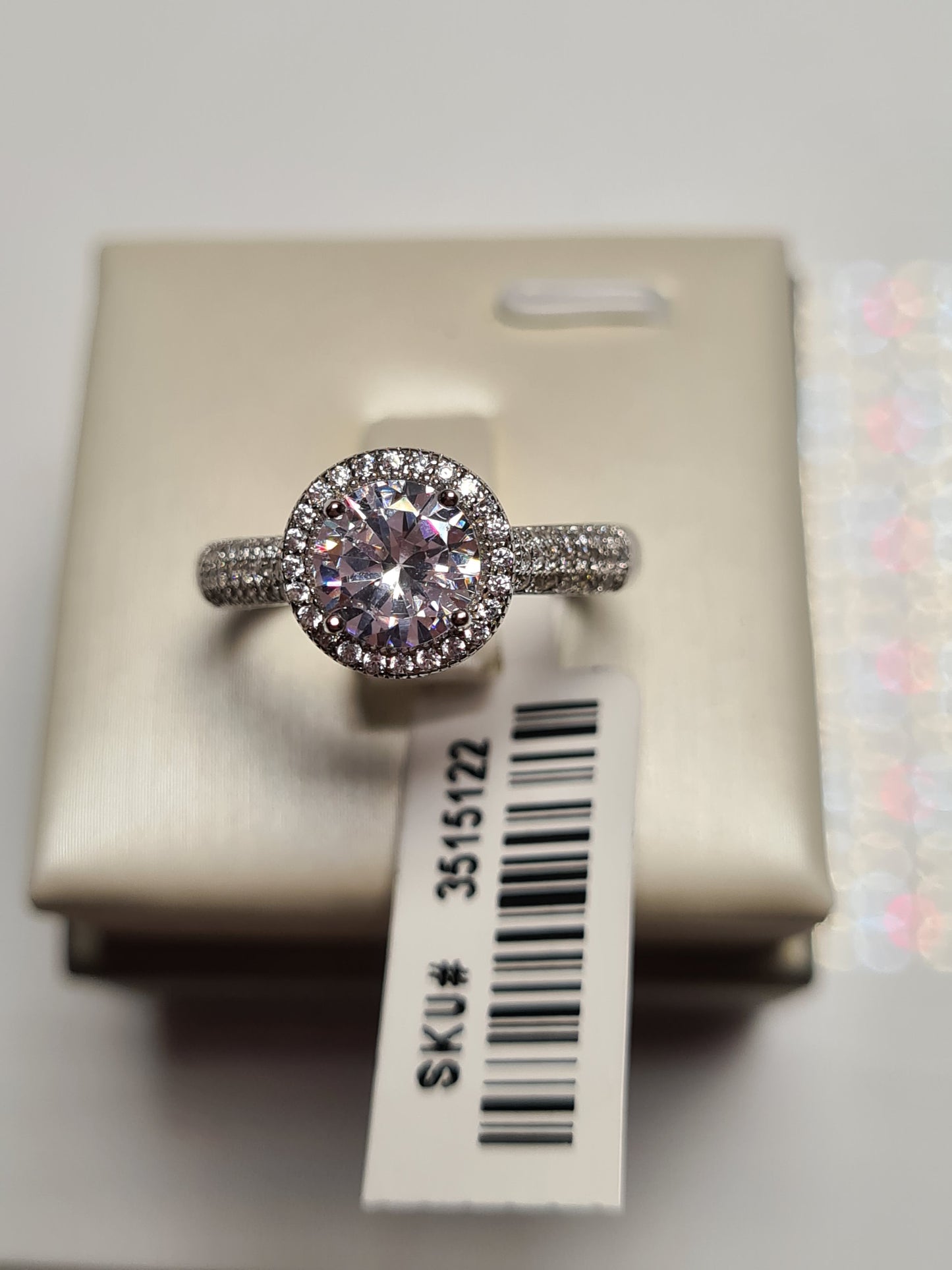 Simulated Diamond Halo Engagement Style Ring SIZES M,N,O,U