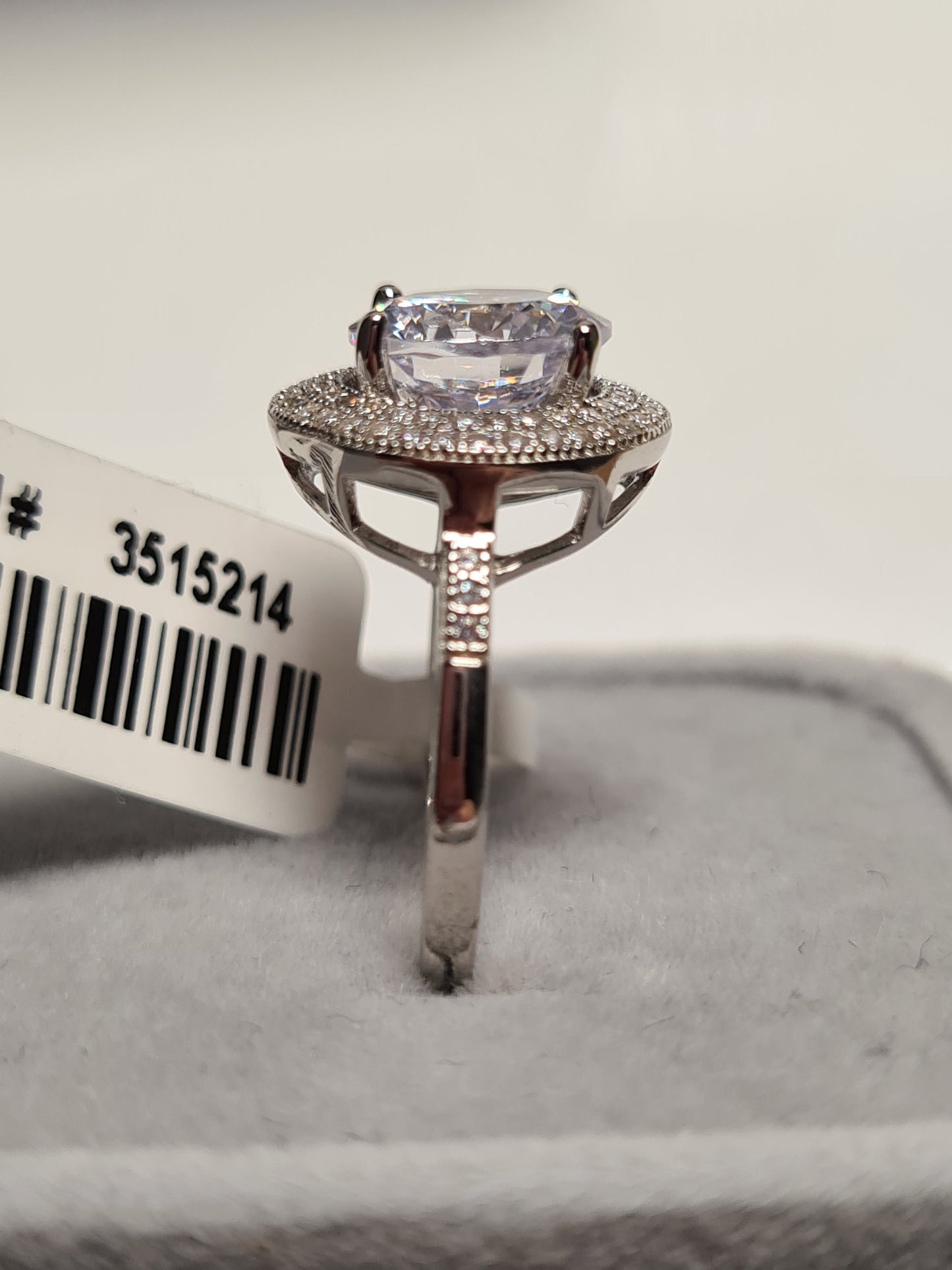 Large Round Cut Halo Simulated Diamond Ring SIZE P
