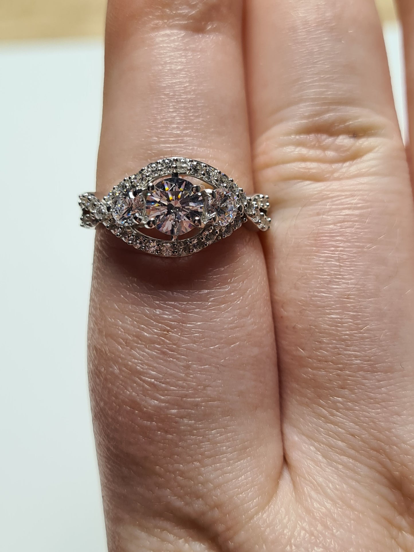 Swarovski Zirconia Cluster Criss-Cross Ring Sterling Silver SIZE P