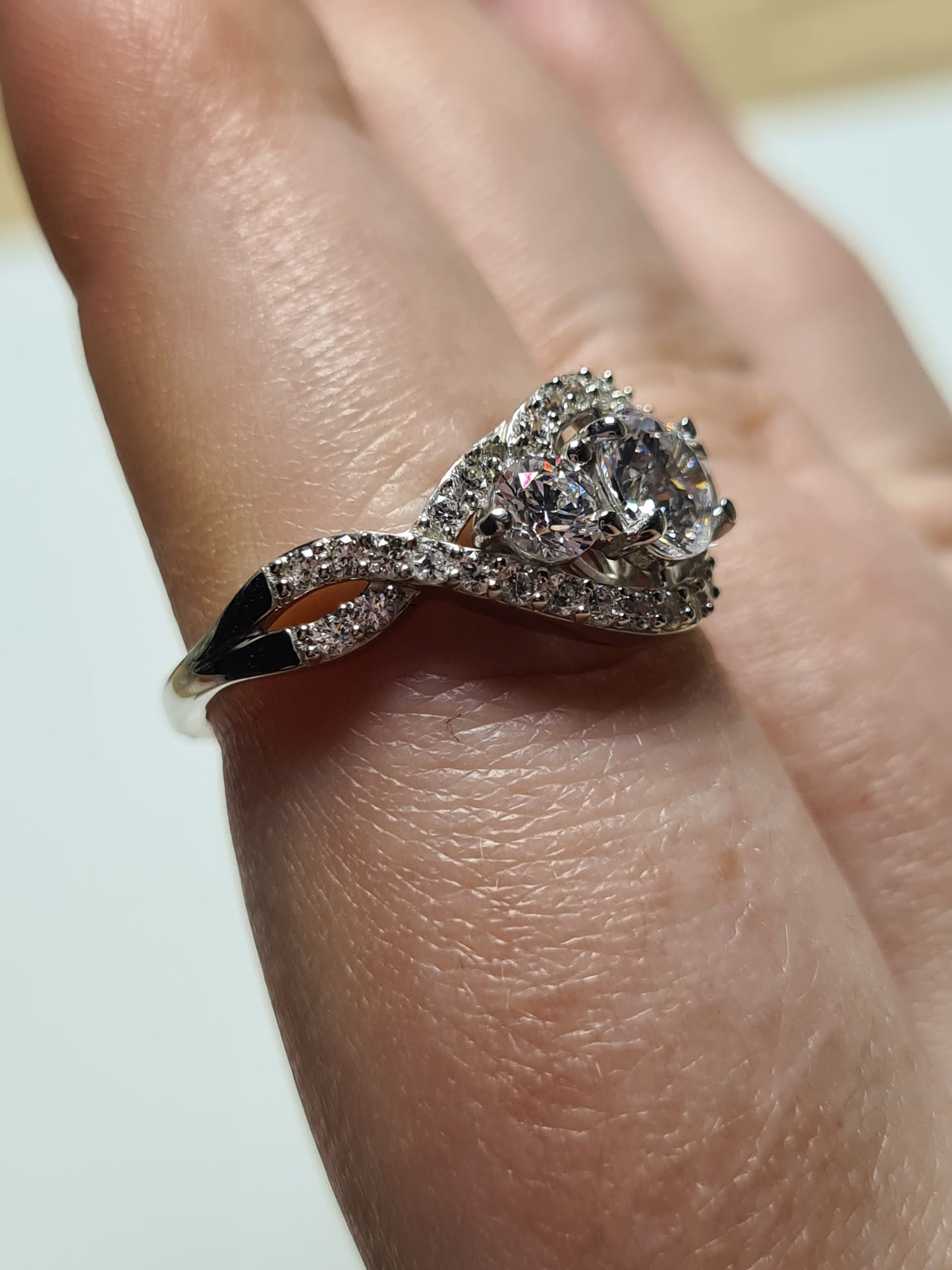 Swarovski Zirconia Cluster Criss-Cross Ring Sterling Silver SIZE P