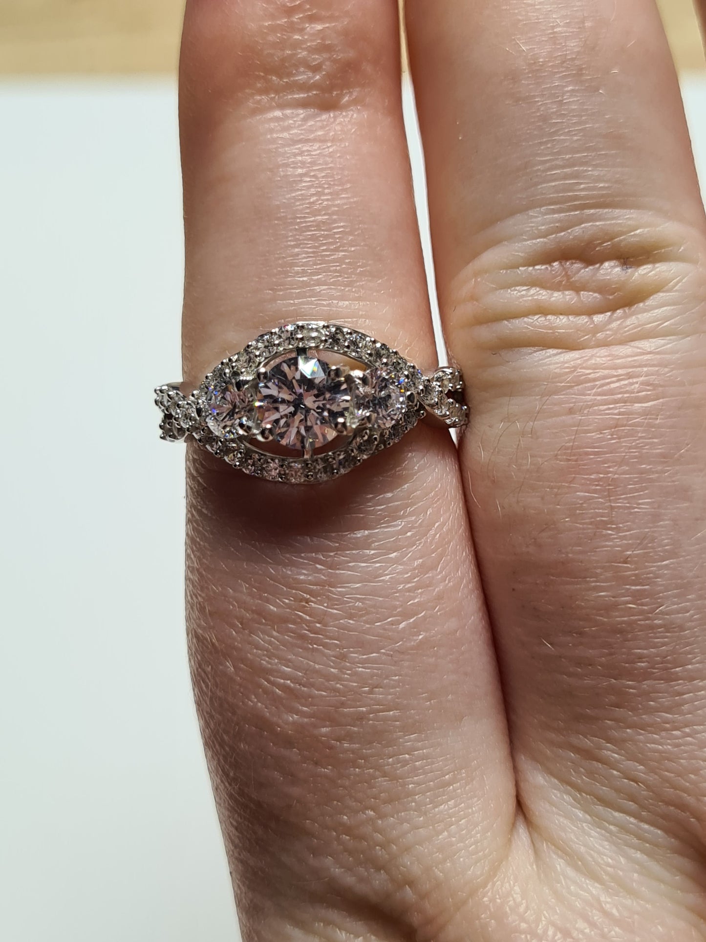 Swarovski Zirconia Cluster Criss-Cross Ring Sterling Silver SIZE P