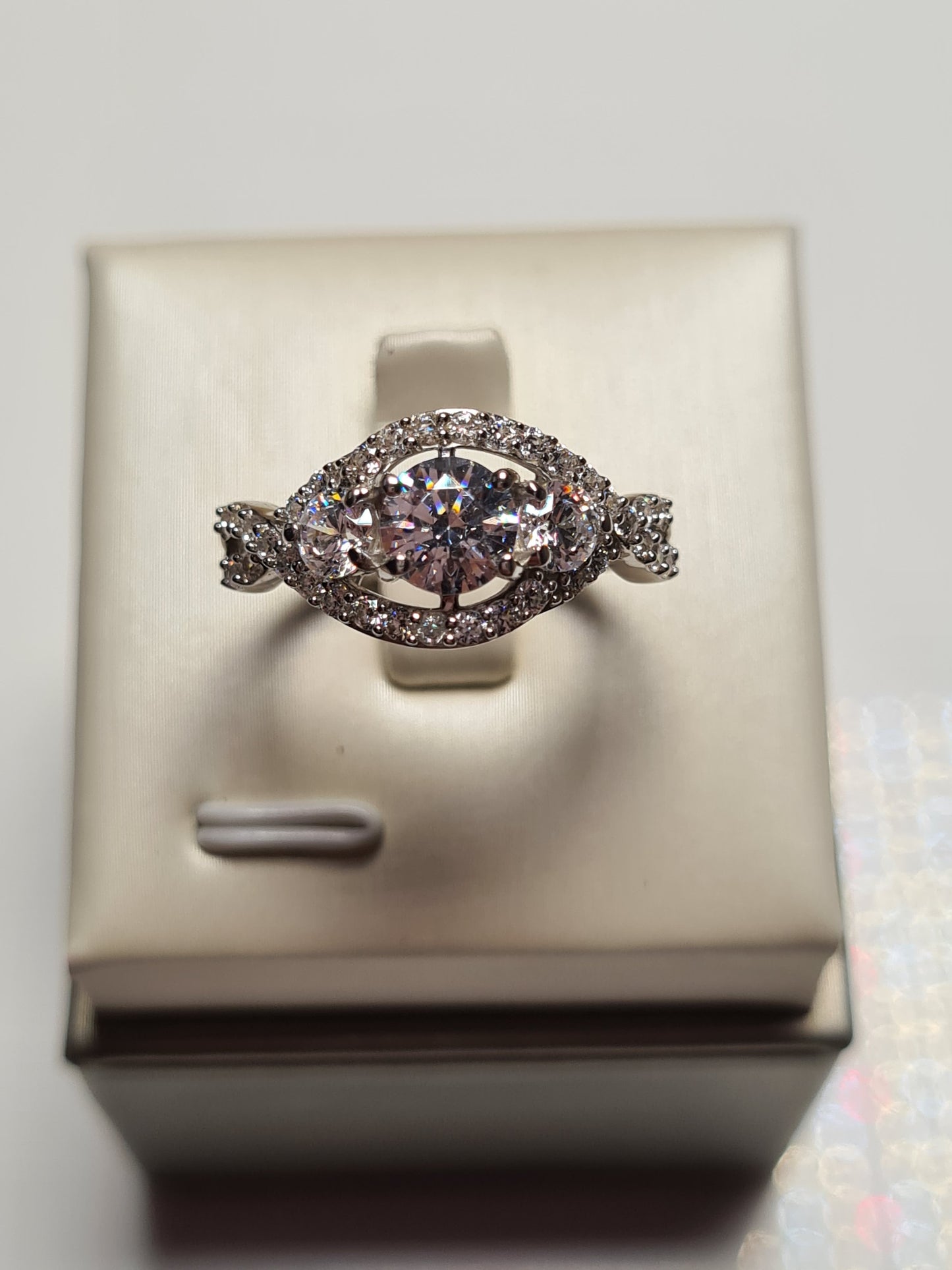 Swarovski Zirconia Cluster Criss-Cross Ring Sterling Silver SIZE P