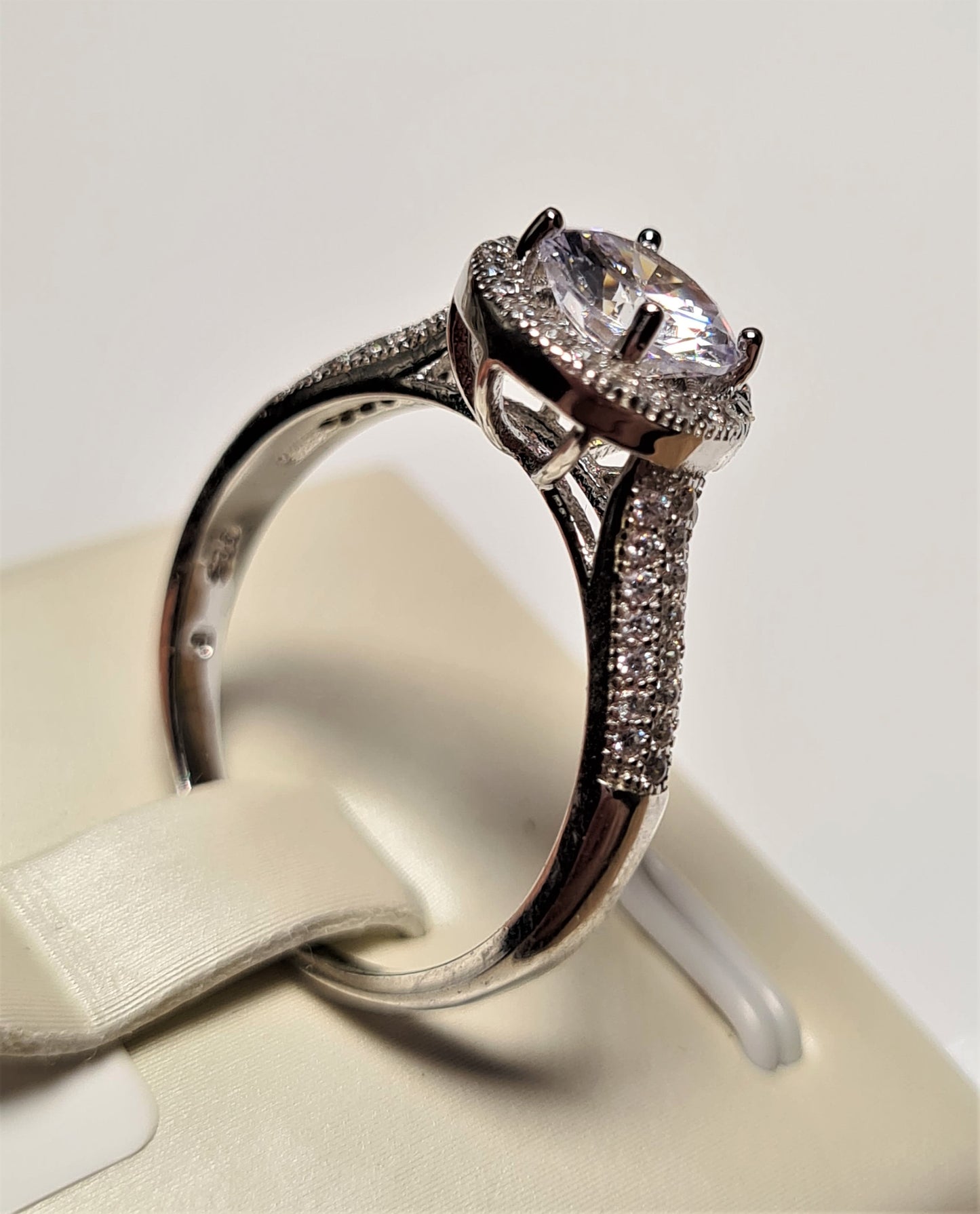 Simulated Diamond Halo Engagement Style Ring SIZES M,N,O,U