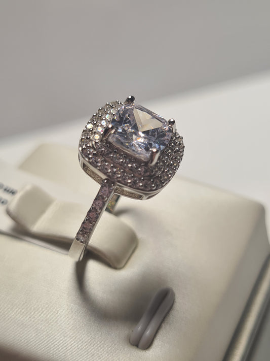 AAA Simulated Diamond Princess Cut Ring SIZES K , M