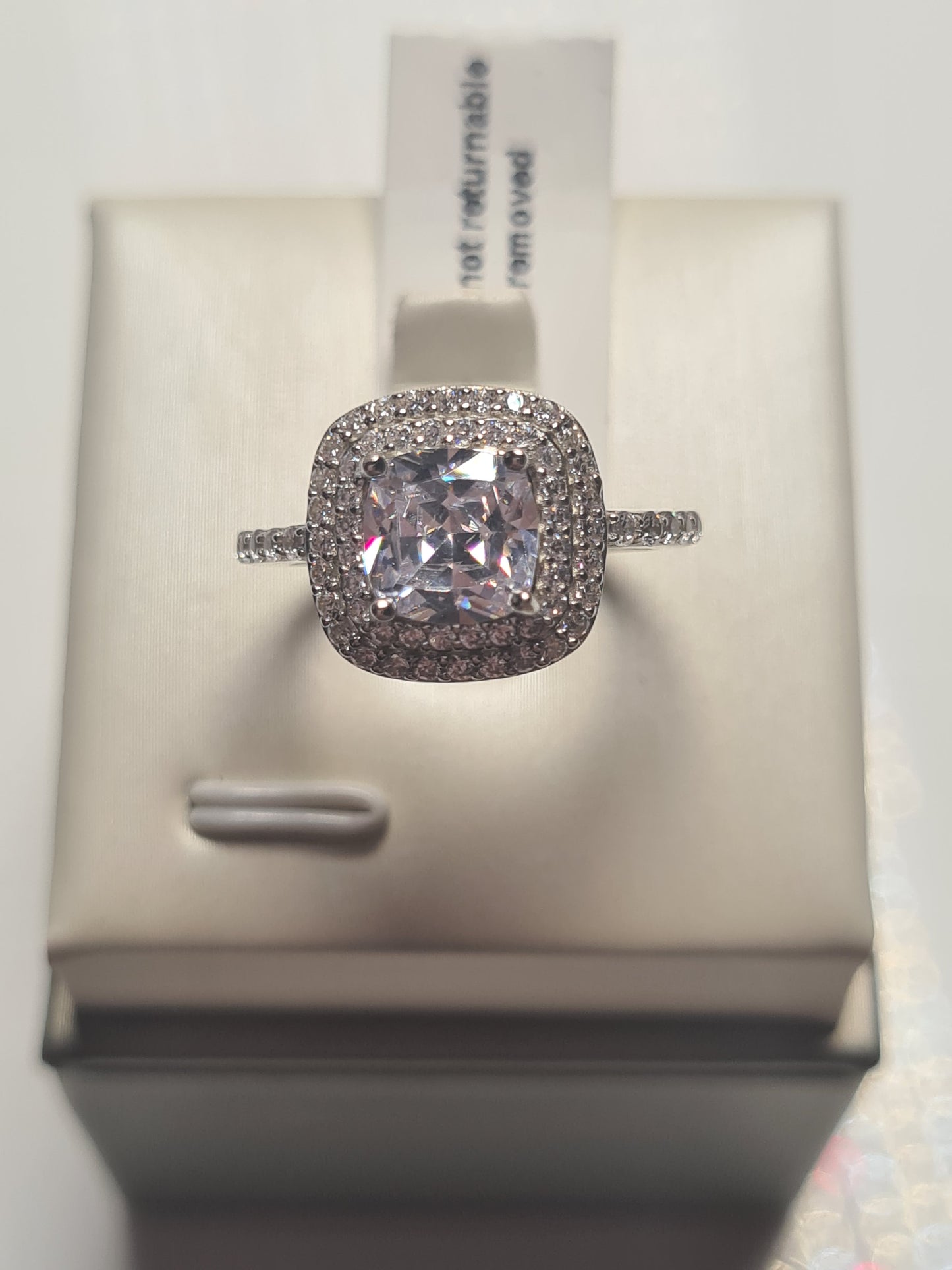 AAA Simulated Diamond Princess Cut Ring SIZES K , M