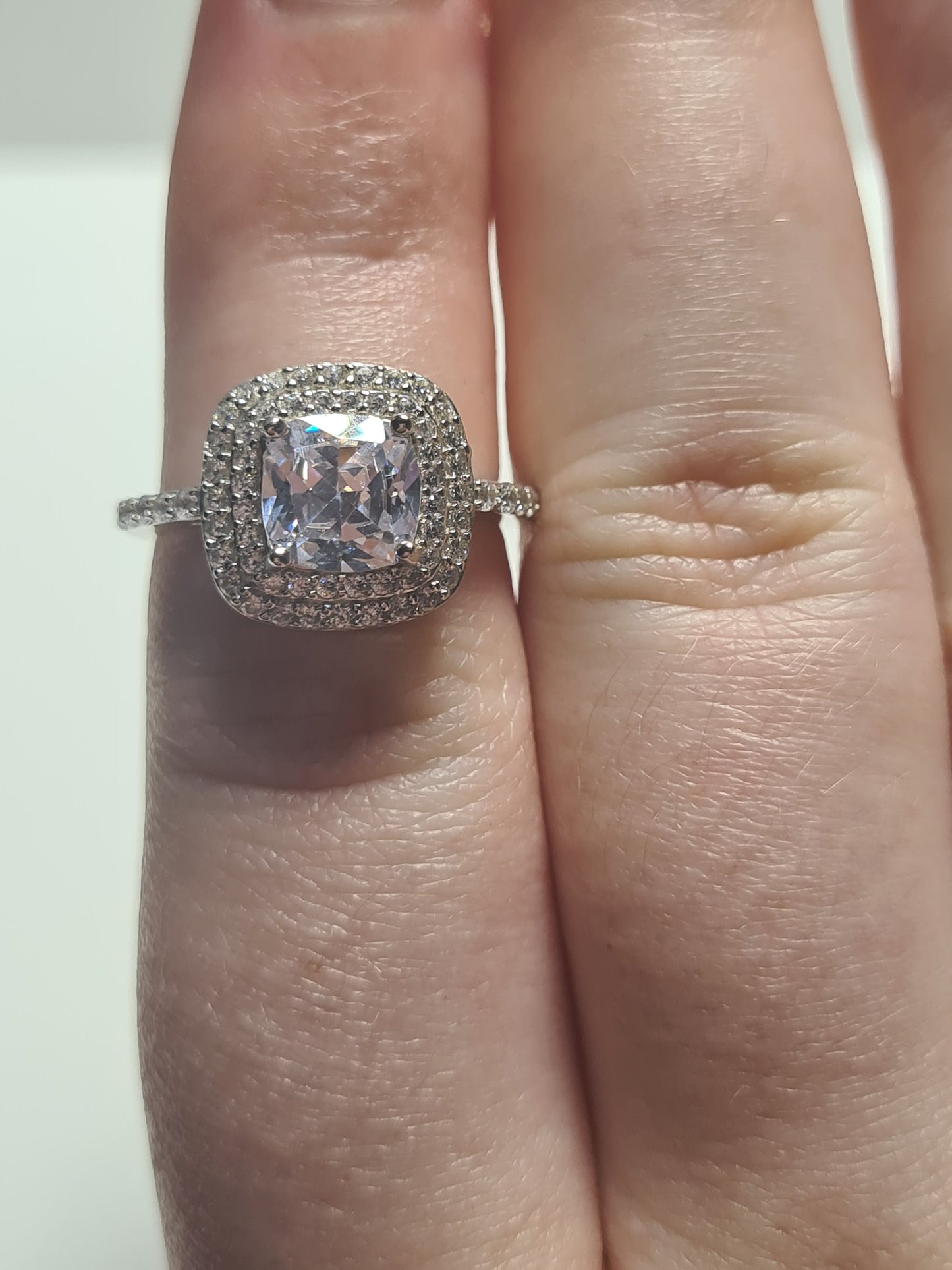 AAA Simulated Diamond Princess Cut Ring SIZES K , M