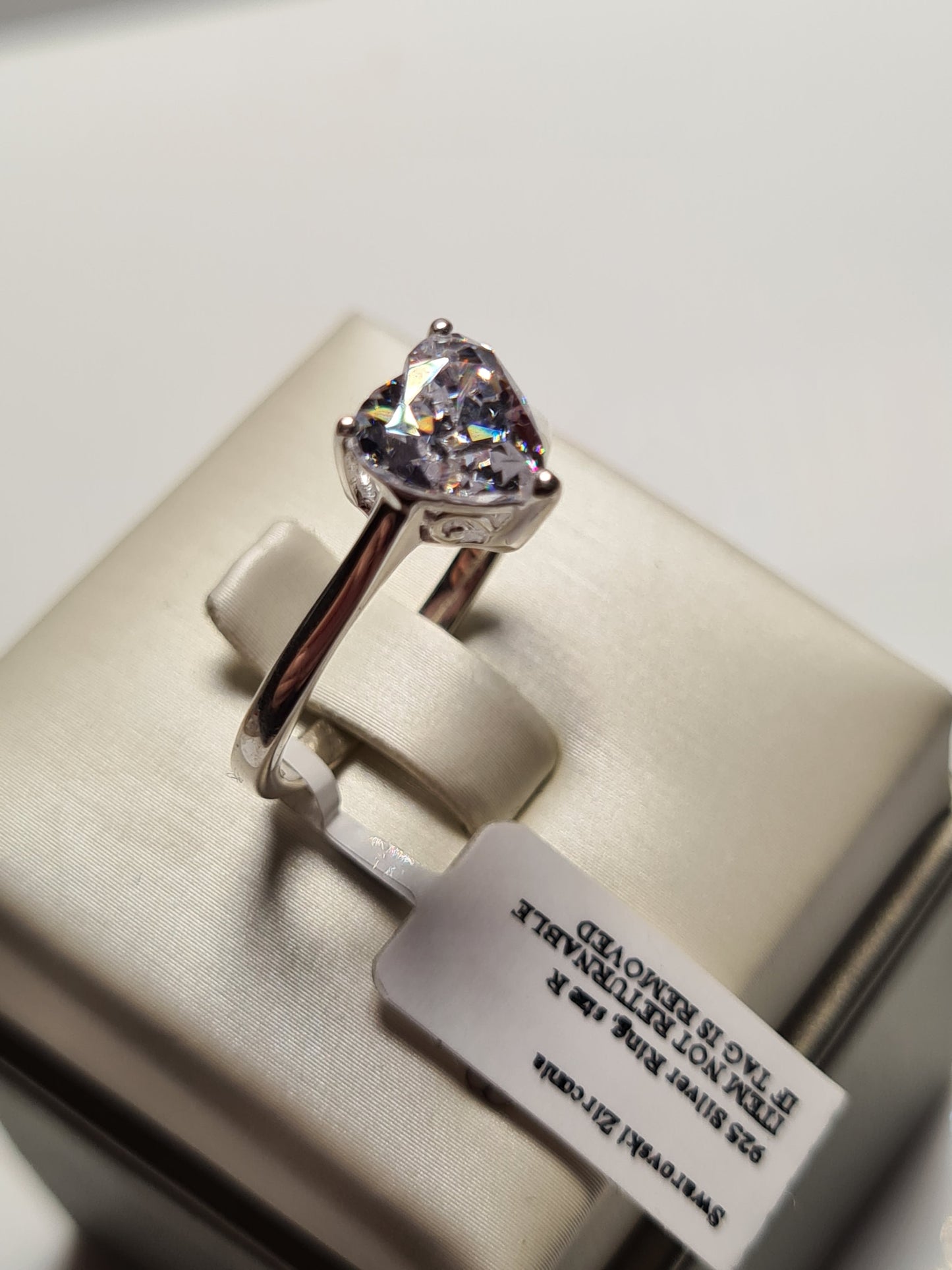 Swarovski Zirconia Heart Cut Ring Set in 925 Sterling Silver SIZES P,R