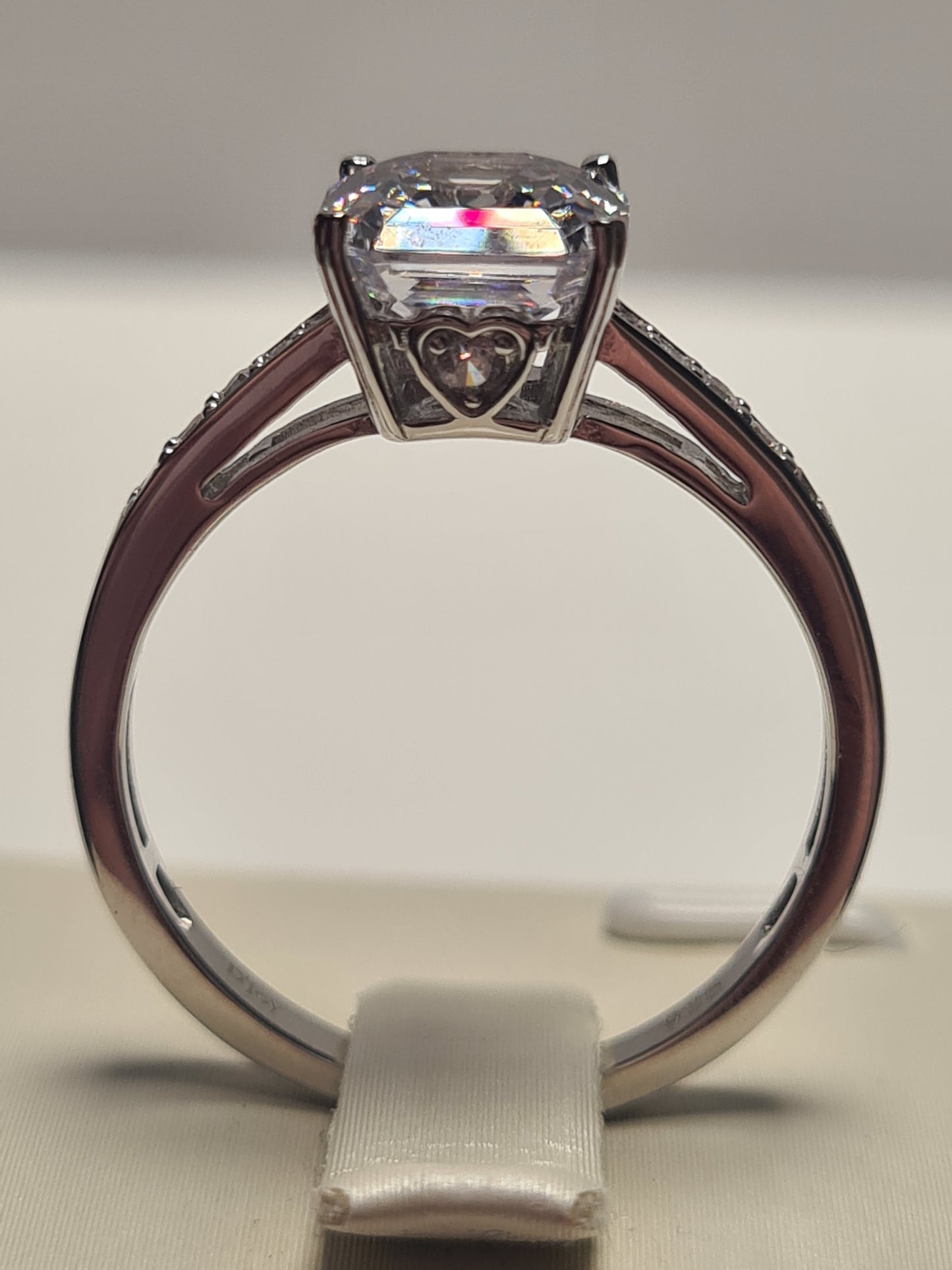 Ascher cut Simulated Diamond Ring 925 Sterling Silver SIZE N