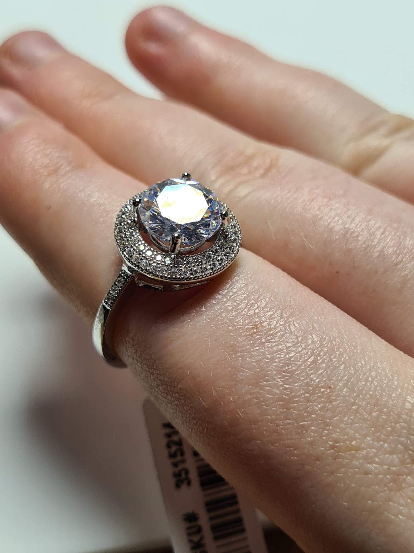 Large Round Cut Halo Simulated Diamond Ring SIZE P