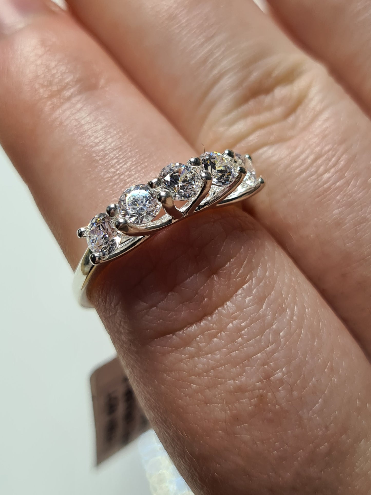 Swarovski Zirconia 5 Stone Ring 925 Sterling Silver SIZE O