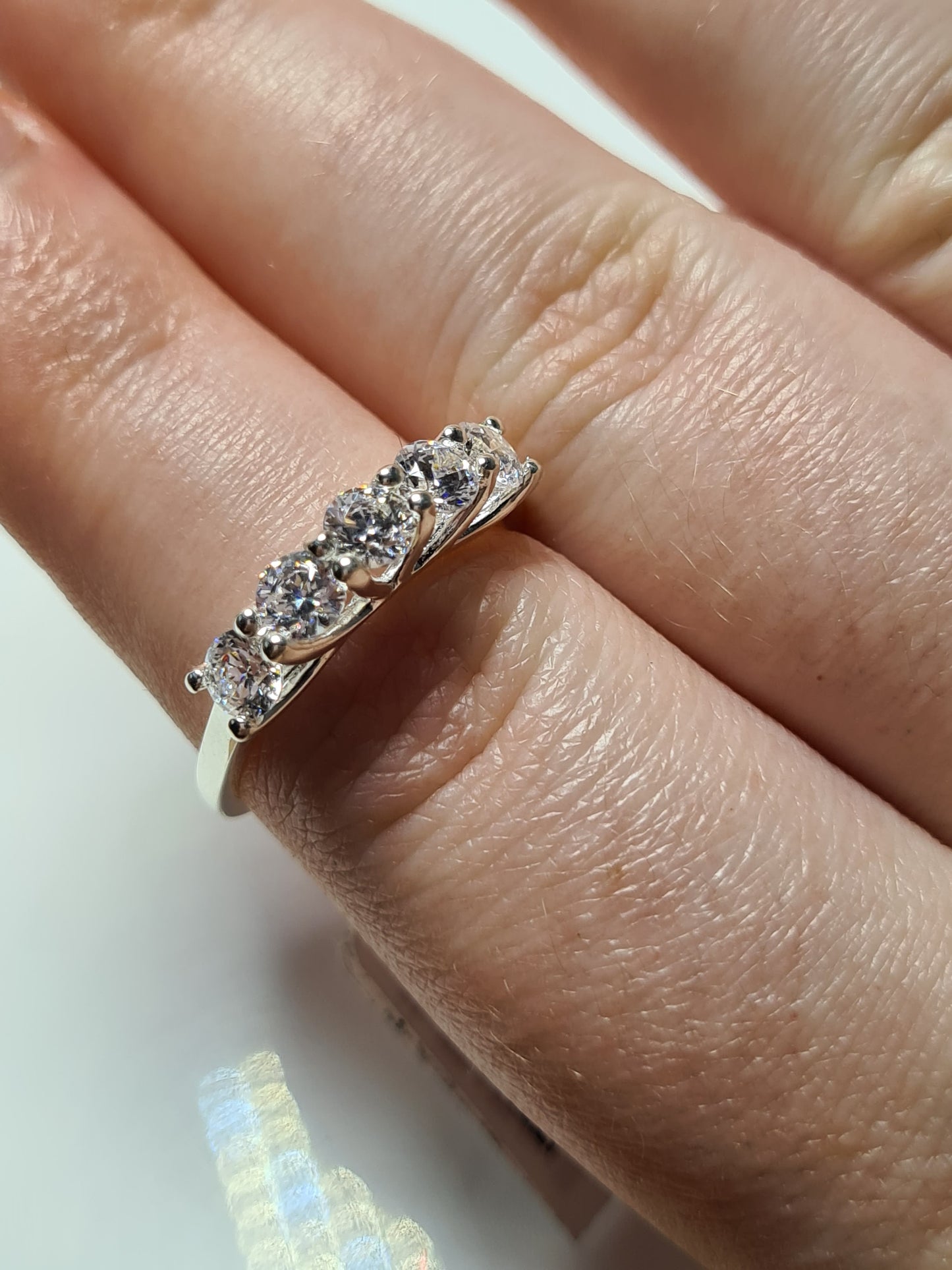 Swarovski Zirconia 5 Stone Ring 925 Sterling Silver SIZE O