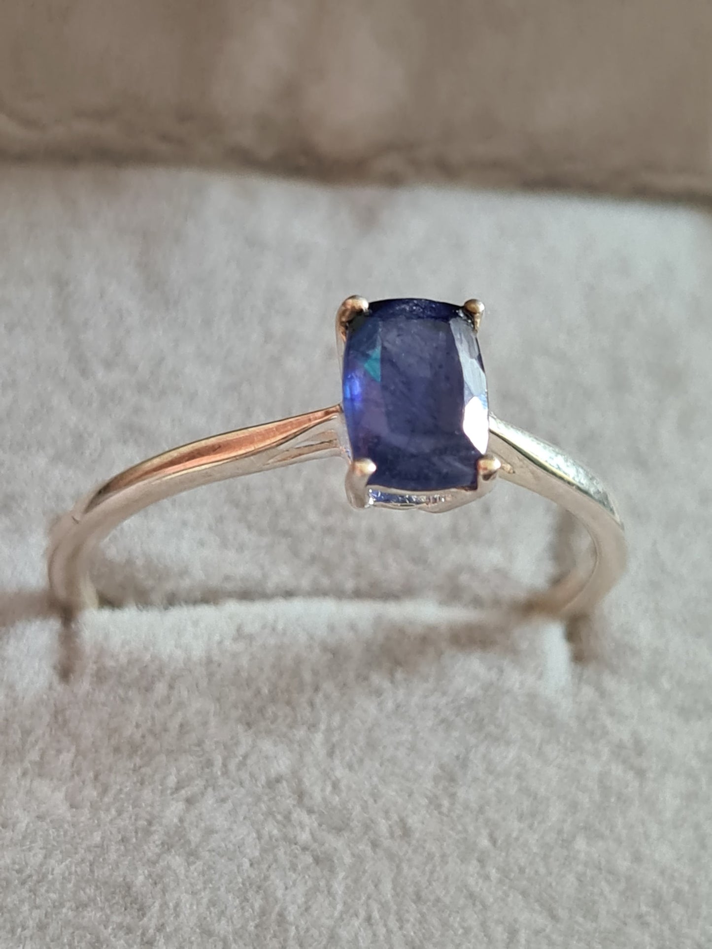 Masoala Sapphire Solitaire Ring sterling silver SIZE T