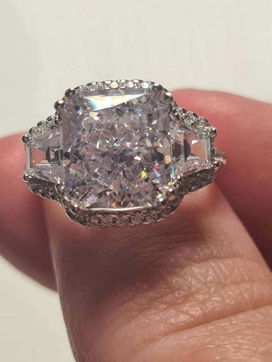 7.80 Ct Simulated Diamond Ring 925 Sterling Silver SIZE L