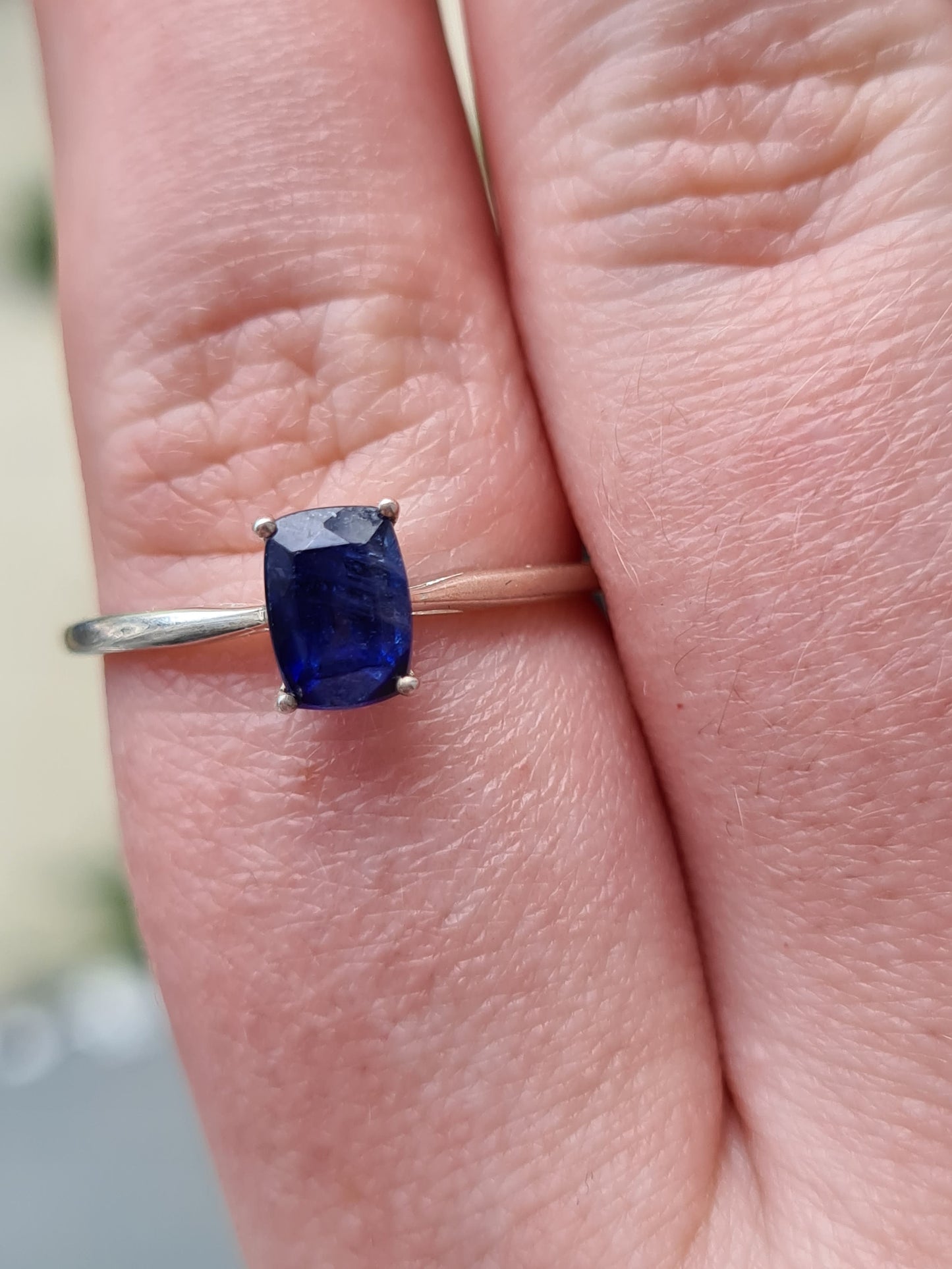 Masoala Sapphire Solitaire Ring sterling silver SIZE T