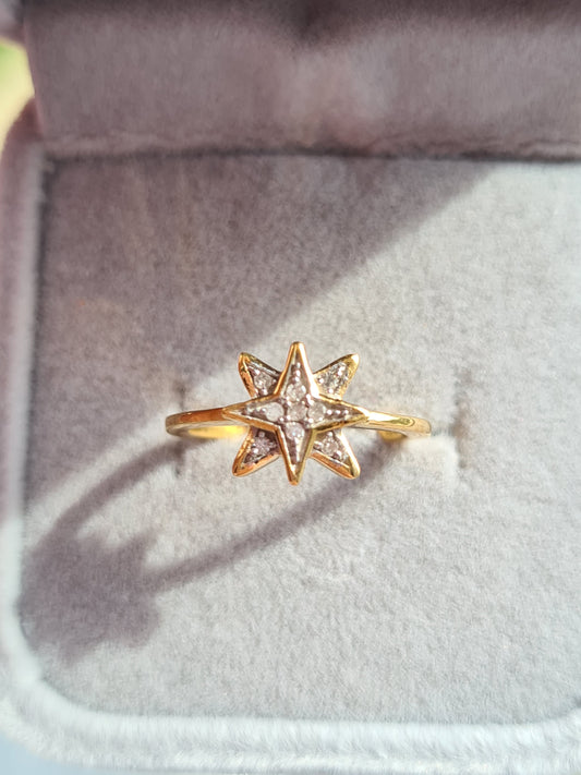 Natural Diamond Ring in 14K Gold Overlay Sterling Silver SIZE H