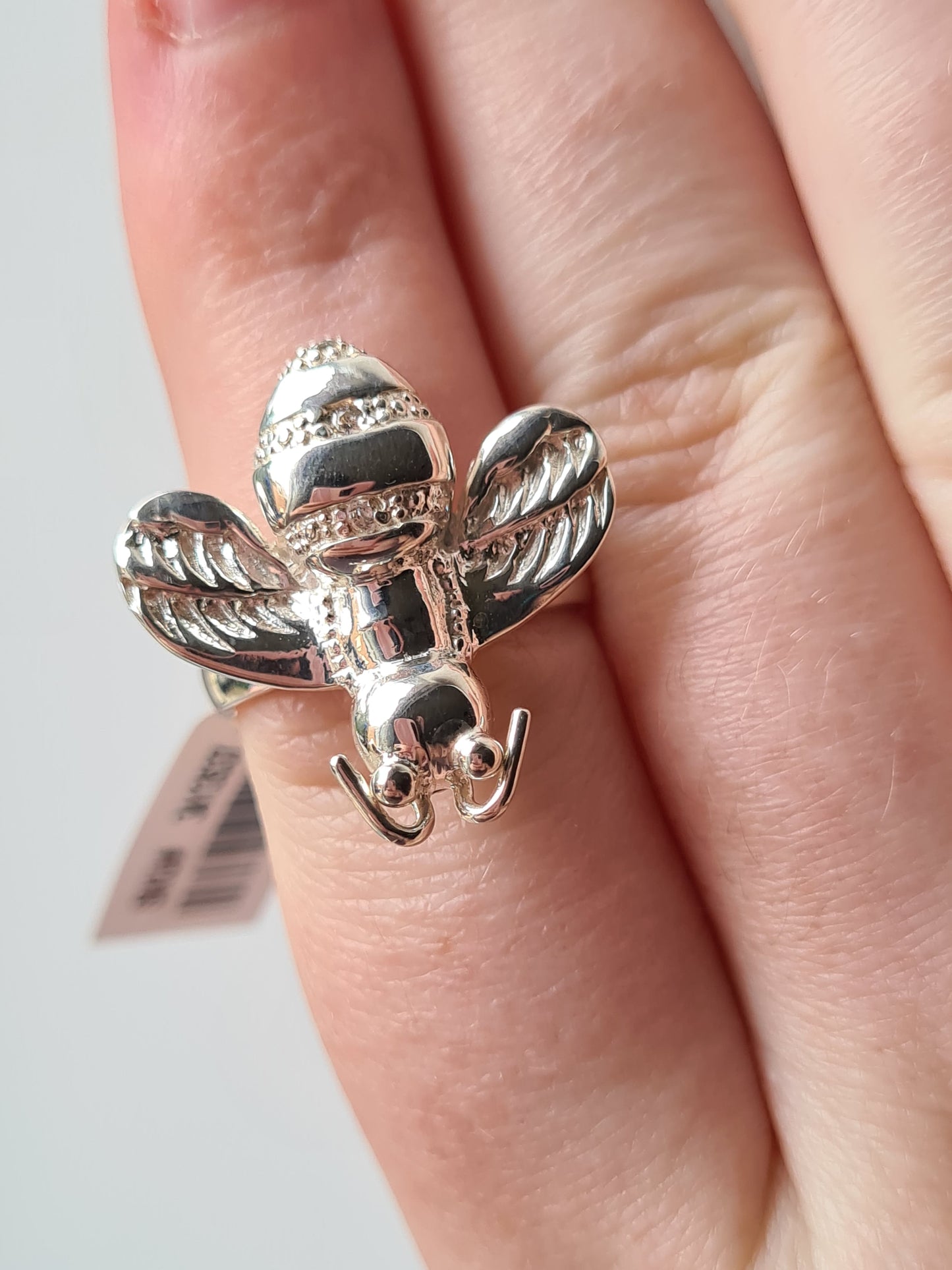 Simulated Diamond Bumble Bee Ring in Sterling Silver SIZE N