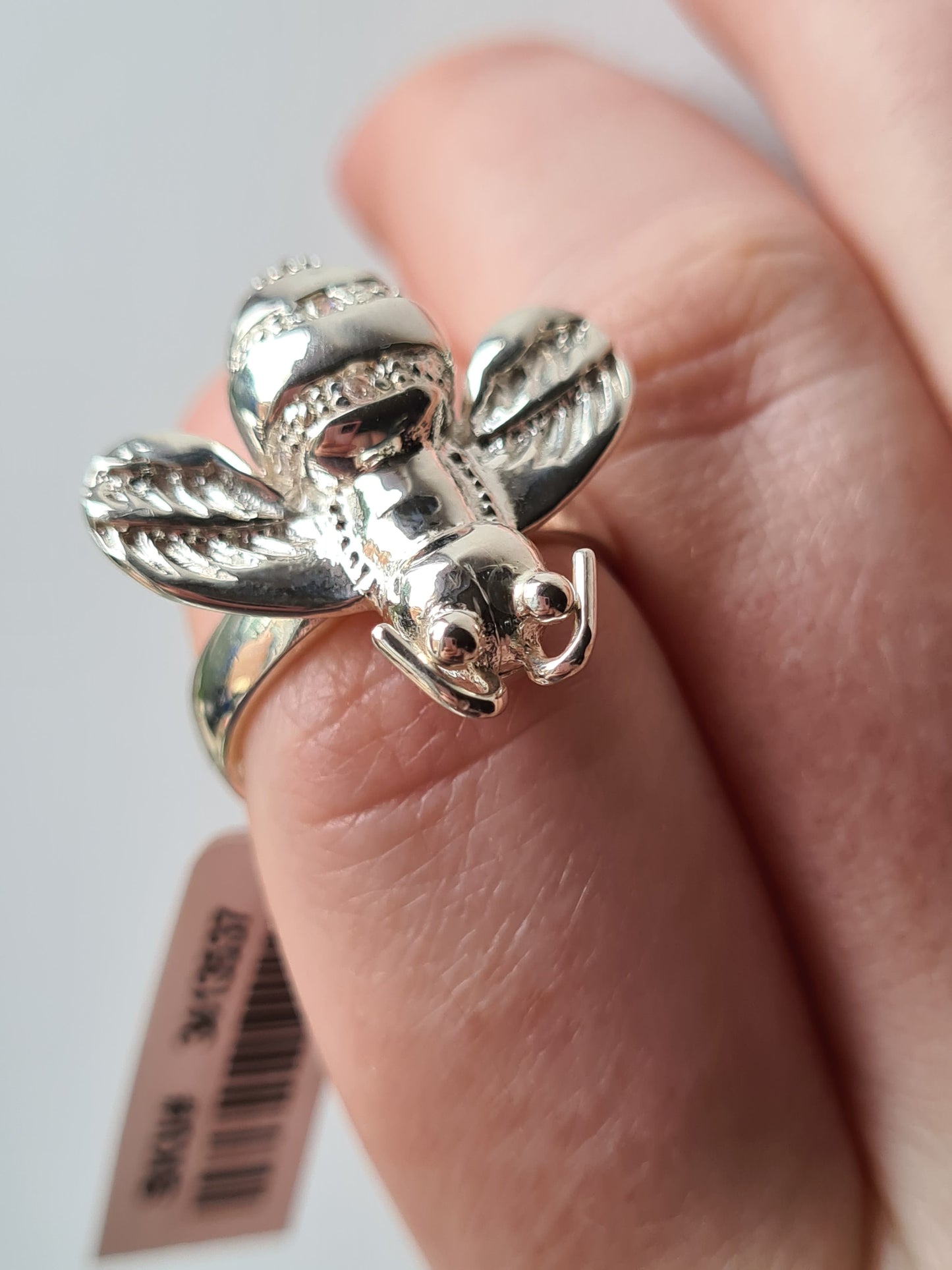 Simulated Diamond Bumble Bee Ring in Sterling Silver SIZE N