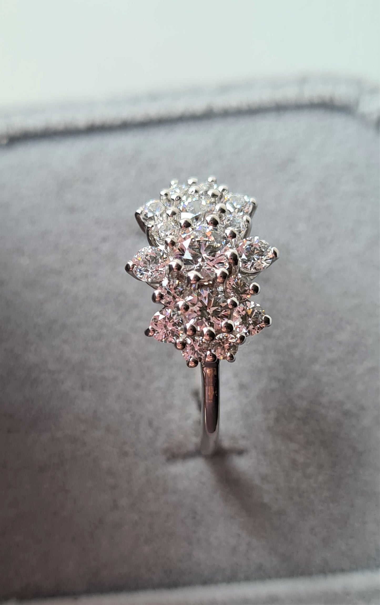 Swarovski Zirconia Cluster boat Ring 925 Sterling Silver SIZES S,U