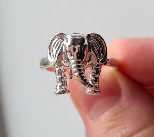 Elephant Sterling Silver Ring SIZE M