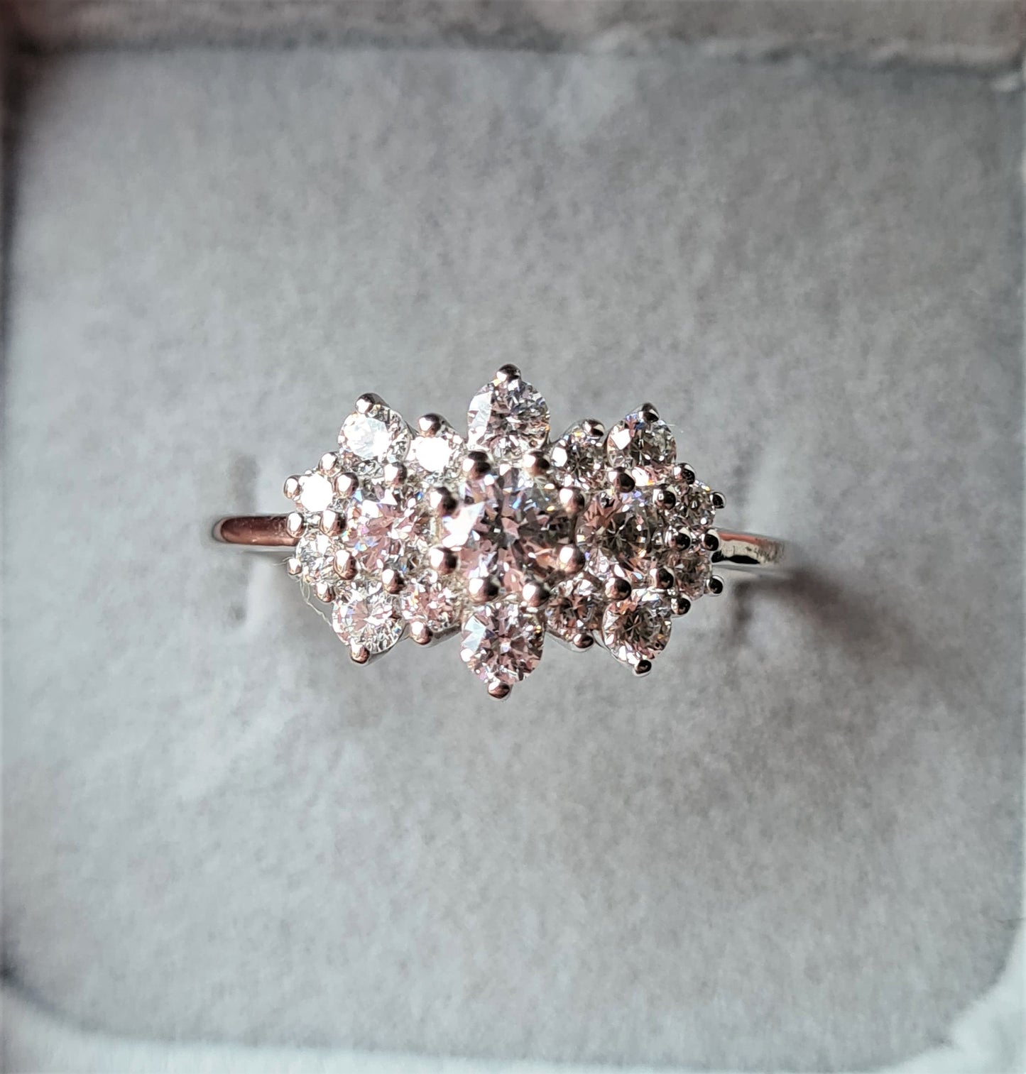 Swarovski Zirconia Cluster boat Ring 925 Sterling Silver SIZES S,U