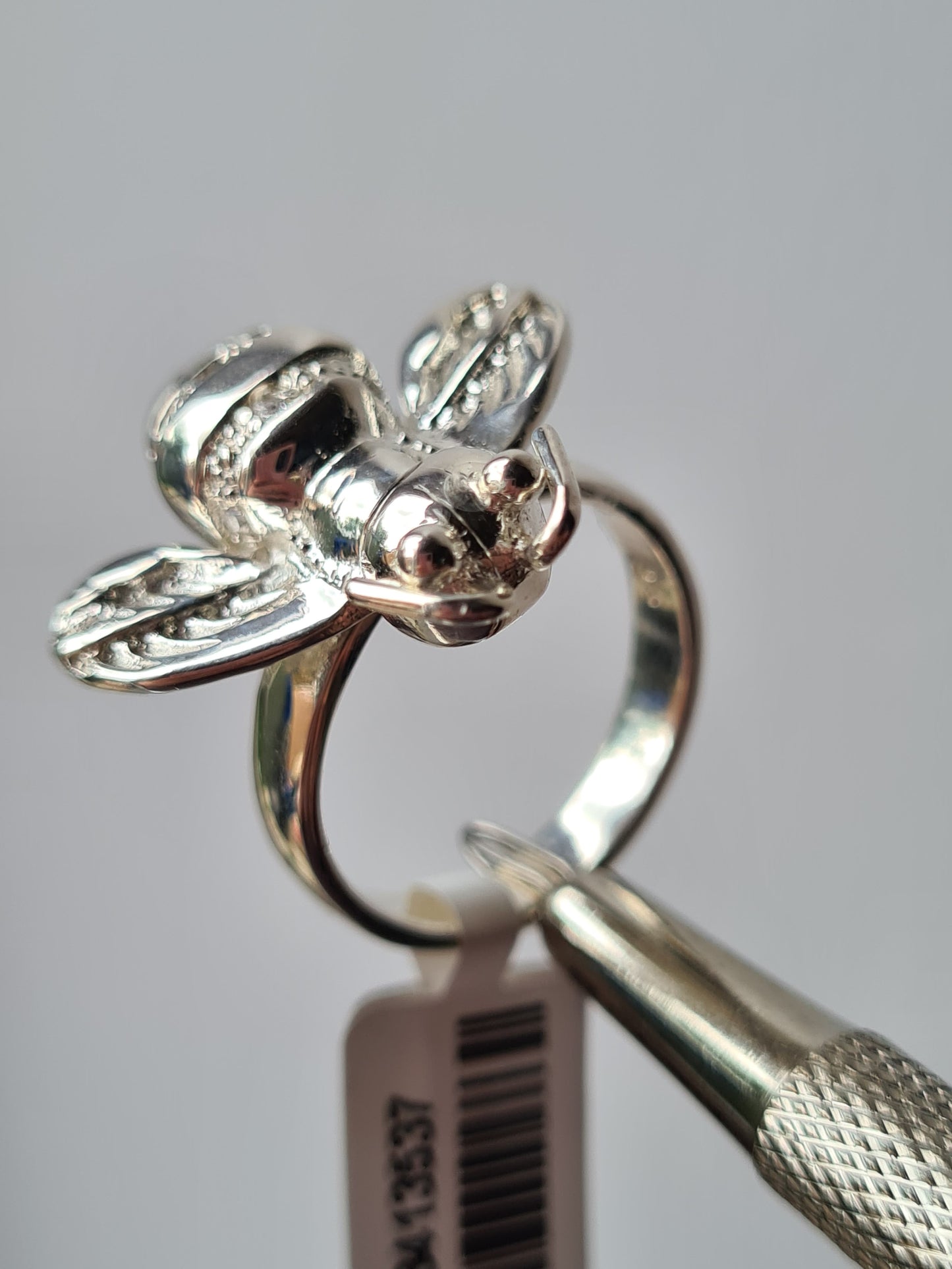 Simulated Diamond Bumble Bee Ring in Sterling Silver SIZE N