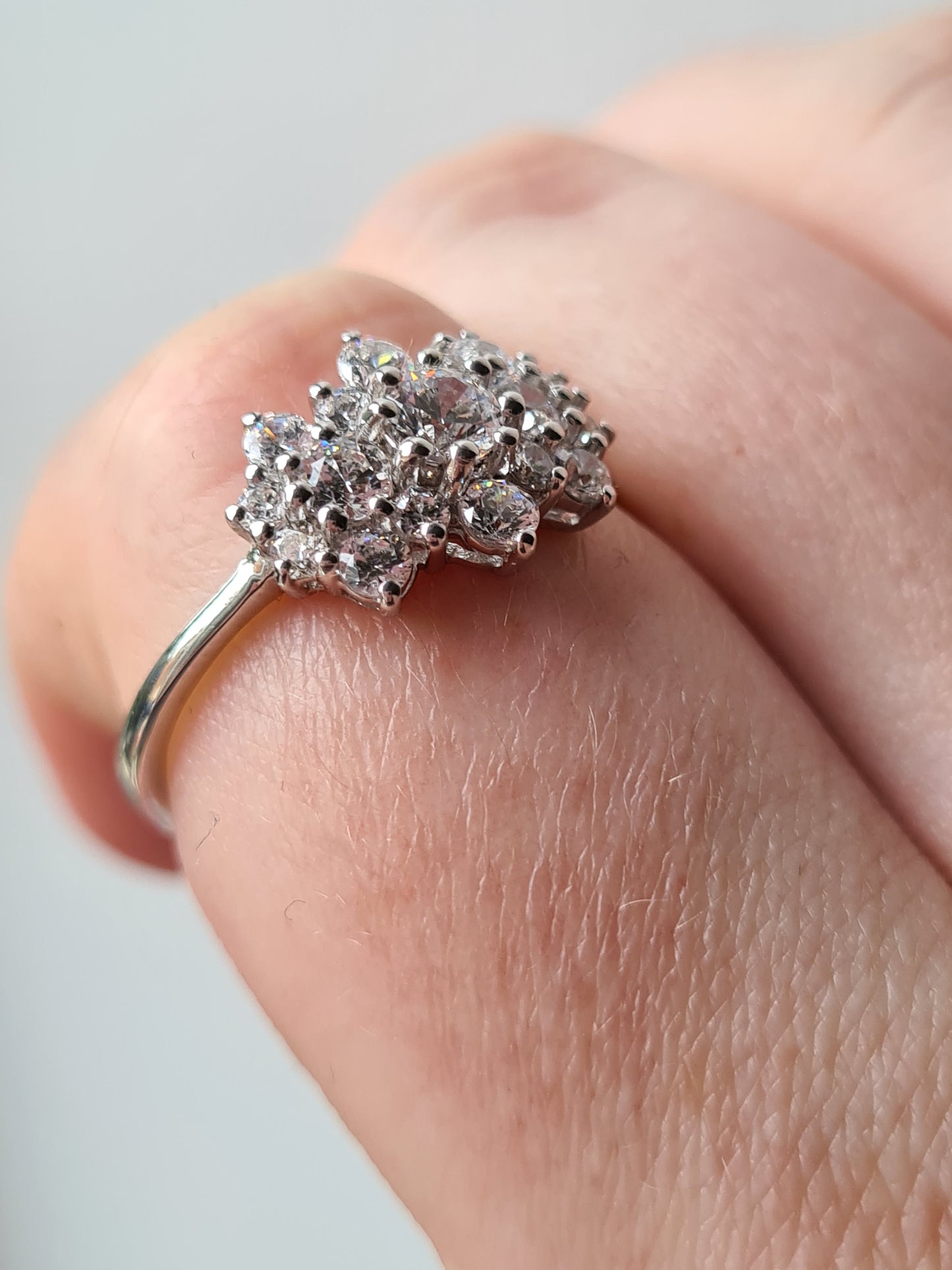 Swarovski Zirconia Cluster boat Ring 925 Sterling Silver SIZES S,U