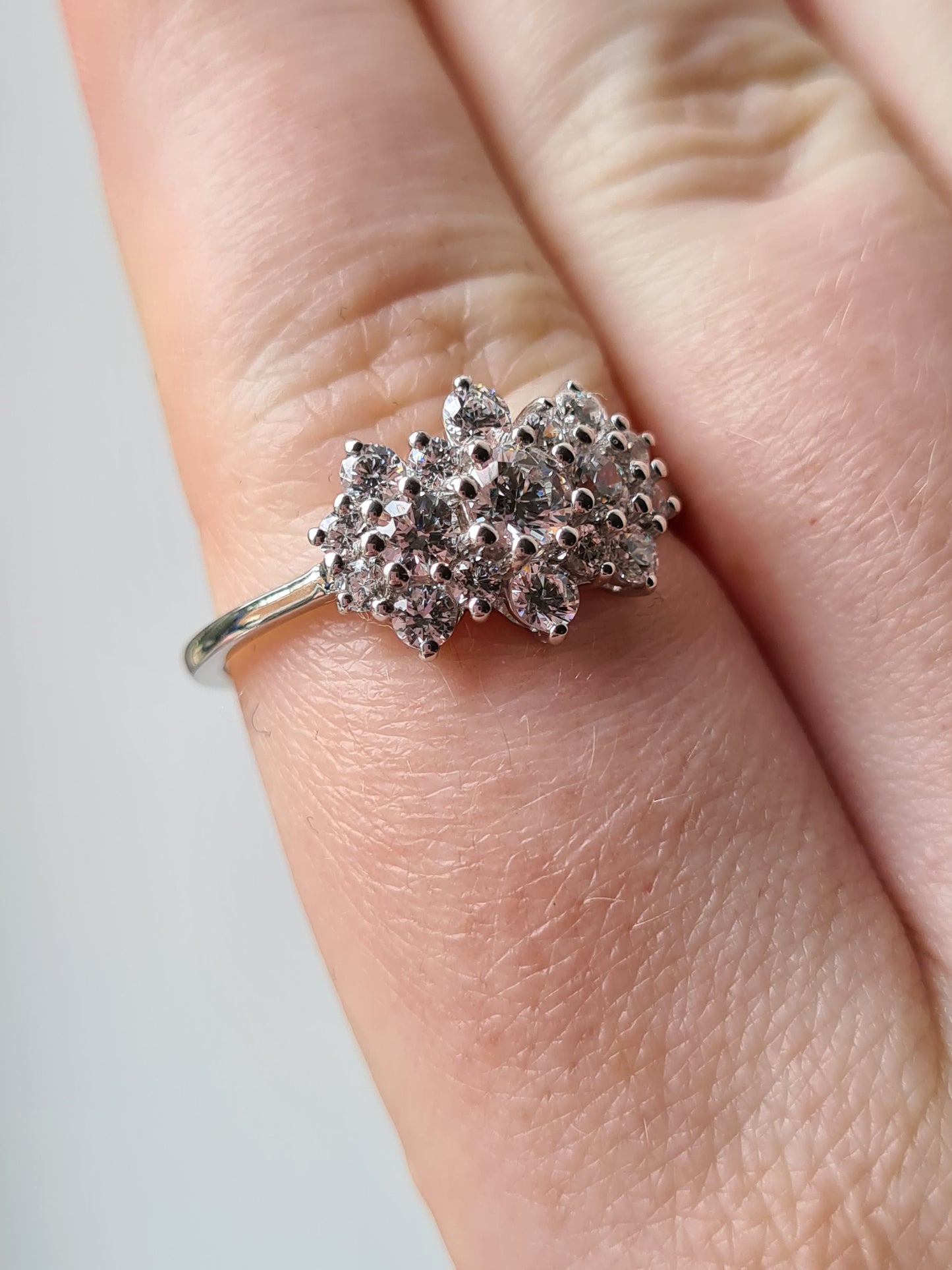 Swarovski Zirconia Cluster boat Ring 925 Sterling Silver SIZES S,U