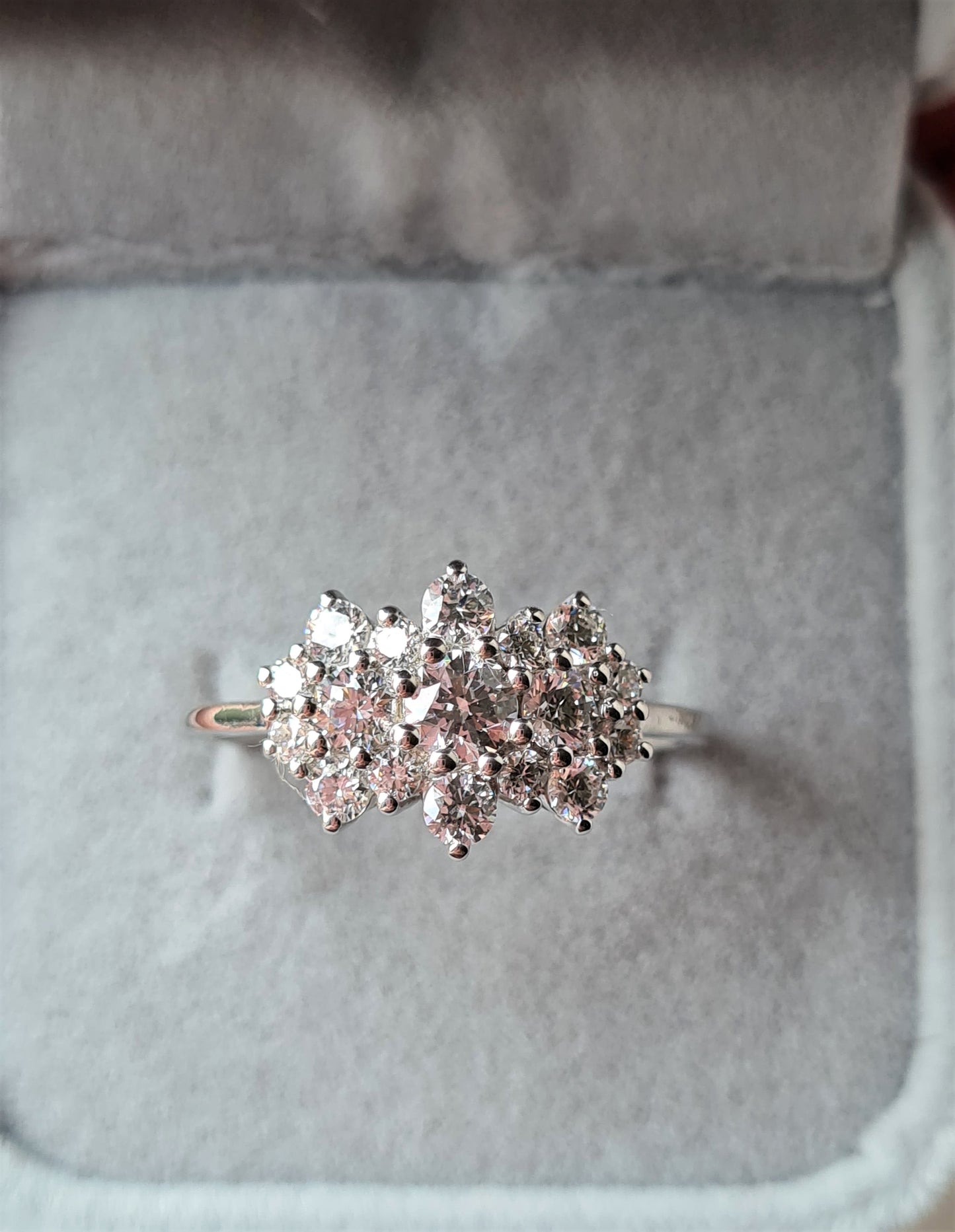 Swarovski Zirconia Cluster boat Ring 925 Sterling Silver SIZES S,U