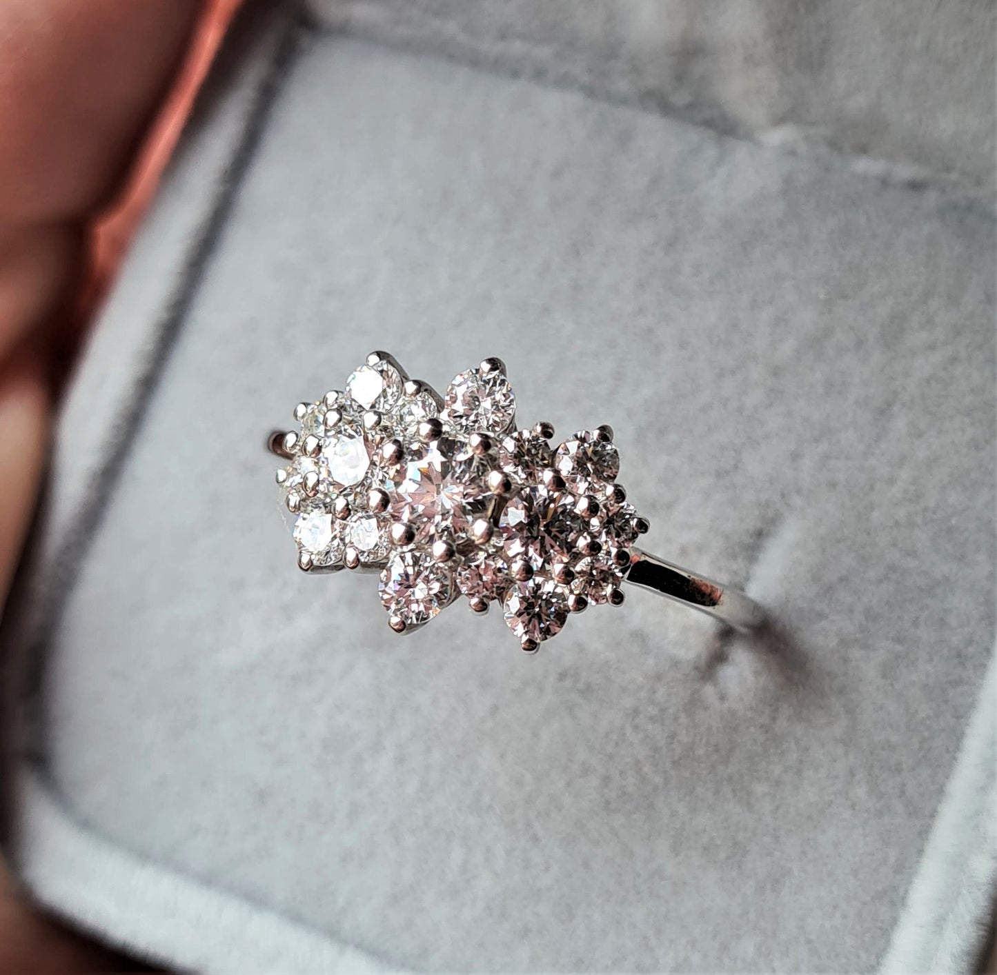 Swarovski Zirconia Cluster boat Ring 925 Sterling Silver SIZES S,U