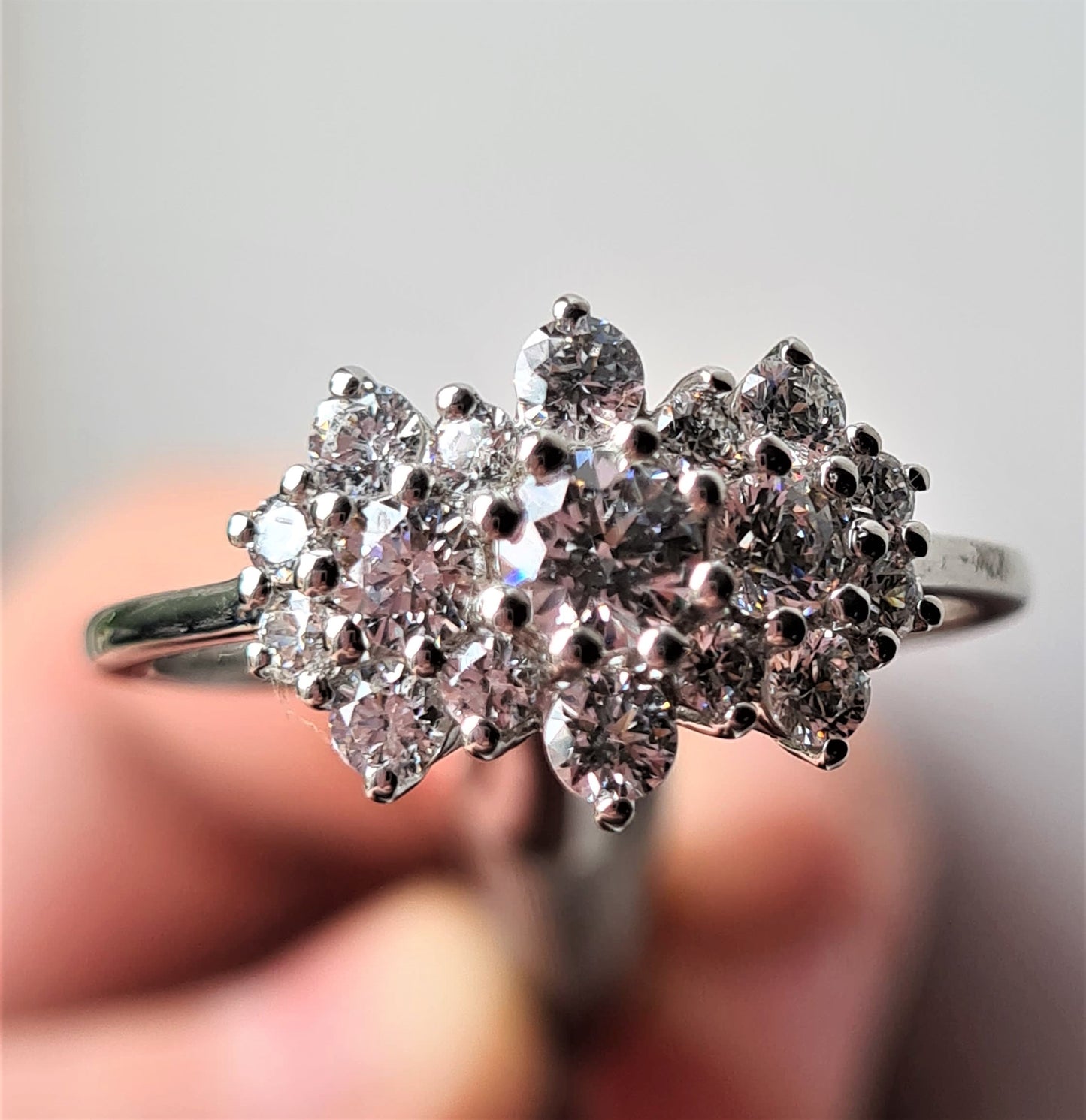 Swarovski Zirconia Cluster boat Ring 925 Sterling Silver SIZES S,U