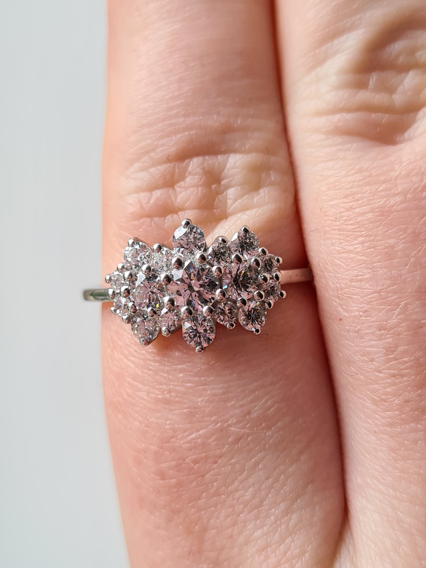 Swarovski Zirconia Cluster boat Ring 925 Sterling Silver SIZES S,U