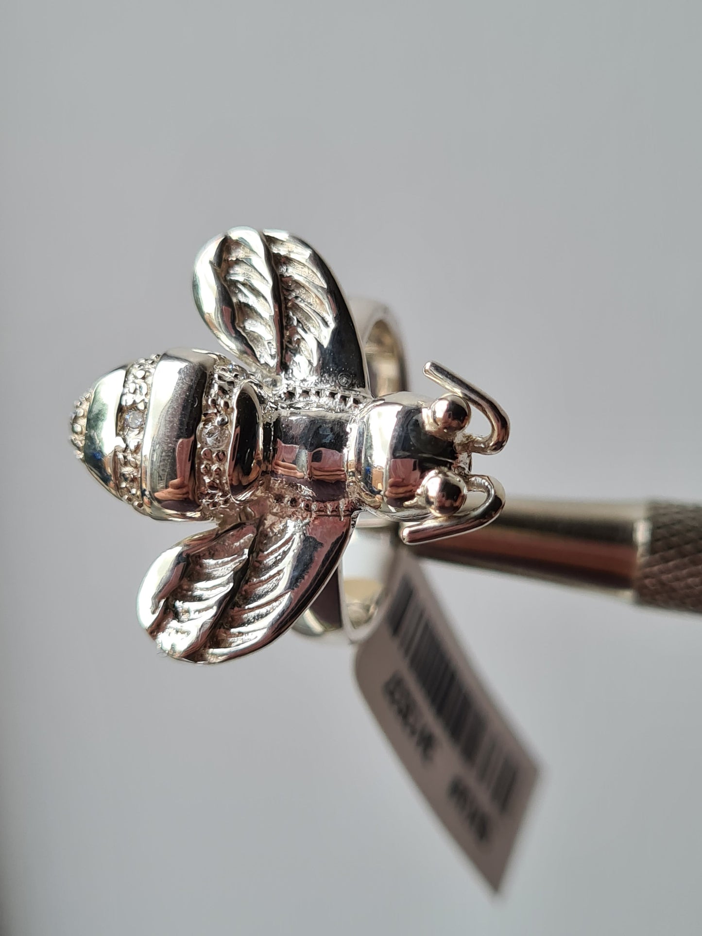 Simulated Diamond Bumble Bee Ring in Sterling Silver SIZE N