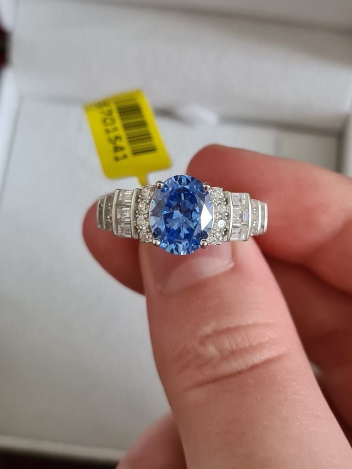4.130Ct Blue And White Swarovski Zirconia Ring 925 sterling silver SIZE O