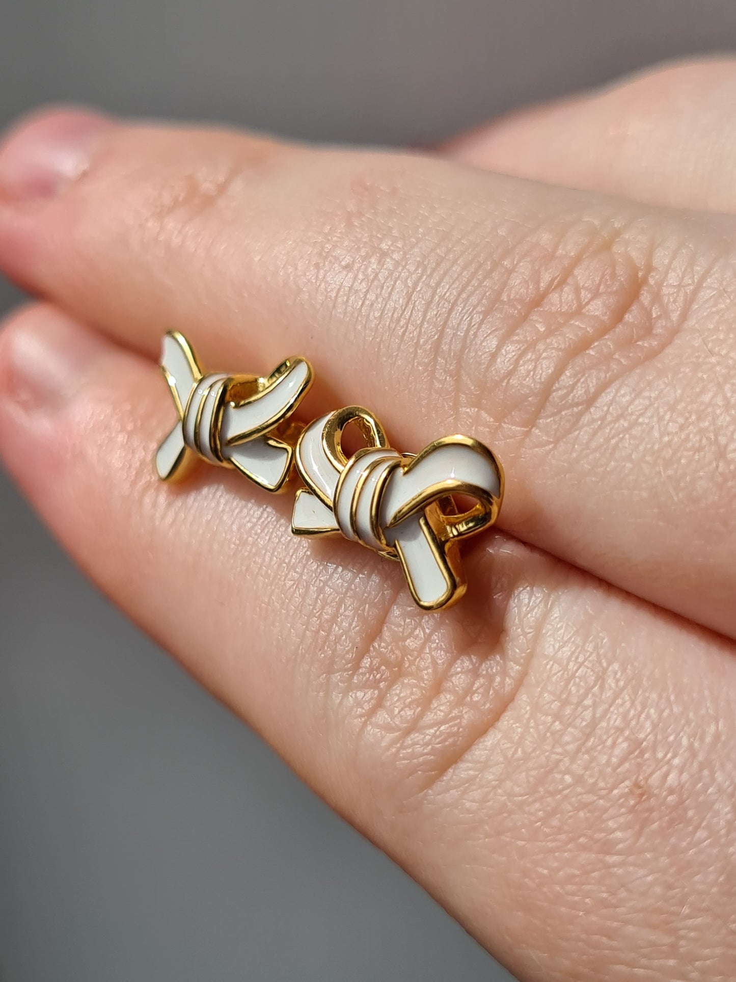 Bow Enamelled Stud Earrings in 14K Gold Plated Sterling Silver