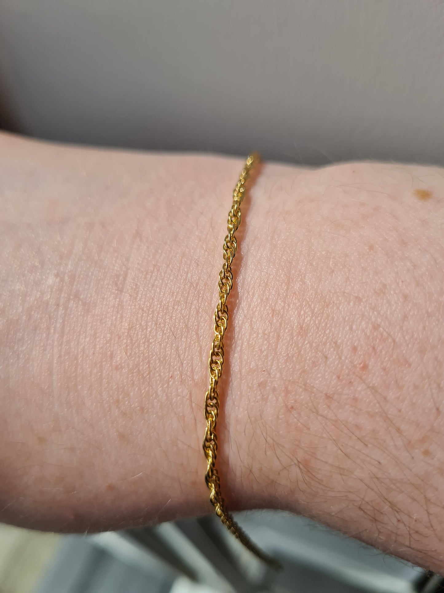 Italian Made Rope Bracelet Size 7.5 in 14K Gold Overlay Sterling Silver