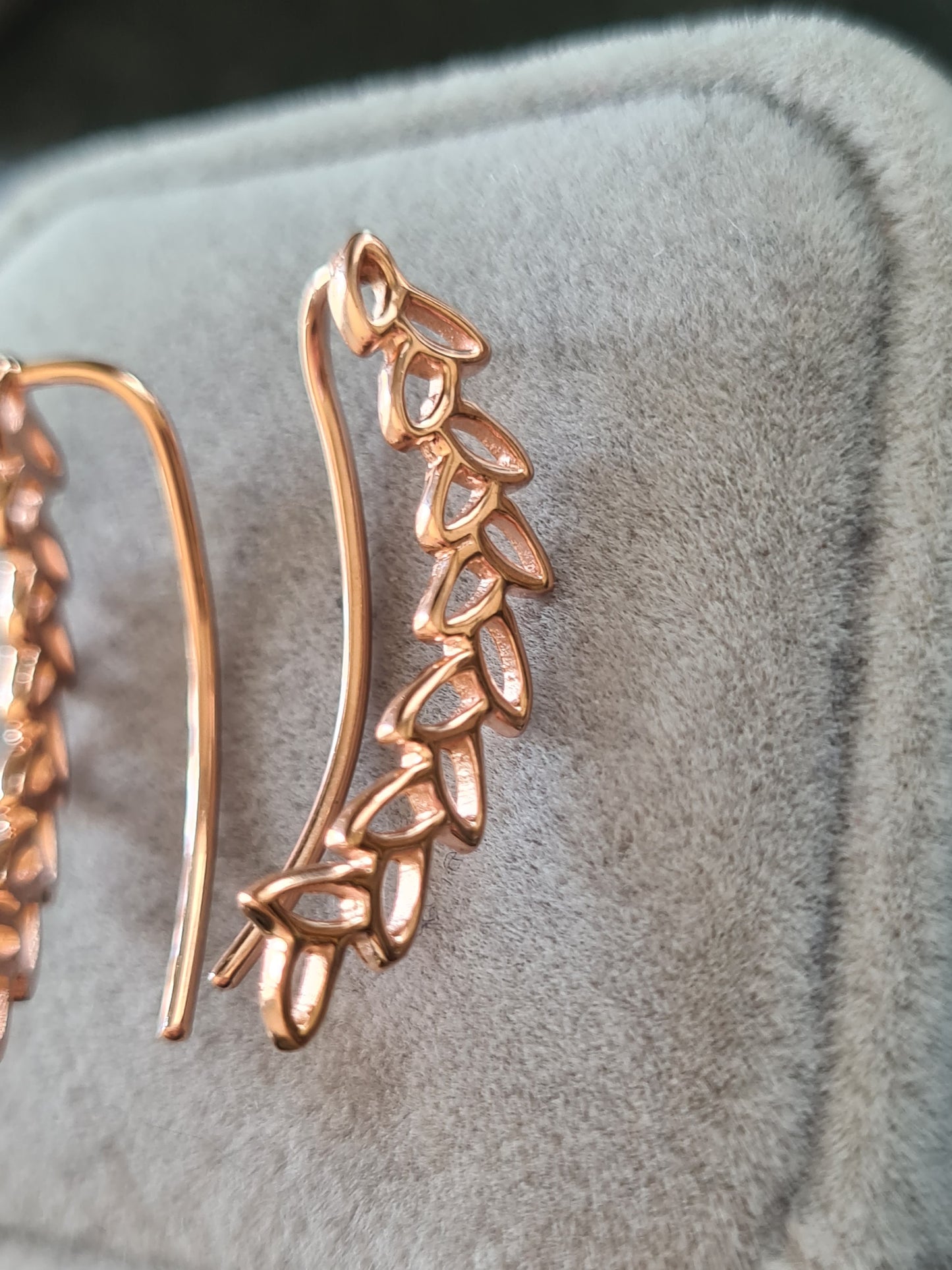 Rose Gold Overlay 925 Sterling Silver Wheat inspired Earrings
