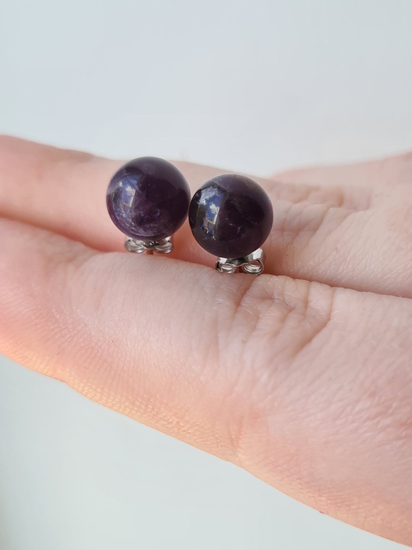 Amethyst Solitaire Stud Earrings 925 Sterling Silver