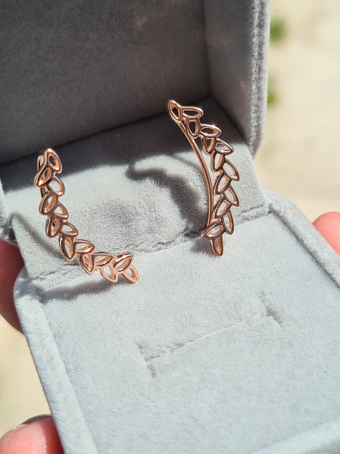 Rose Gold Overlay 925 Sterling Silver Wheat inspired Earrings