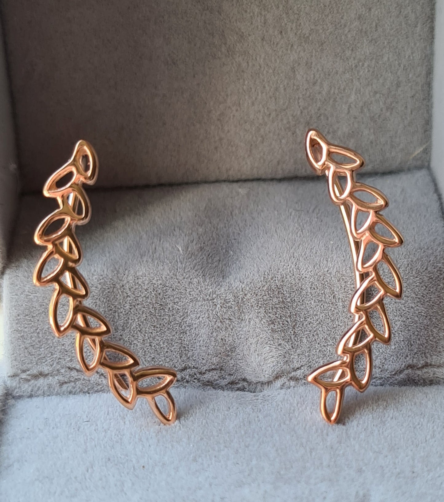Rose Gold Overlay 925 Sterling Silver Wheat inspired Earrings