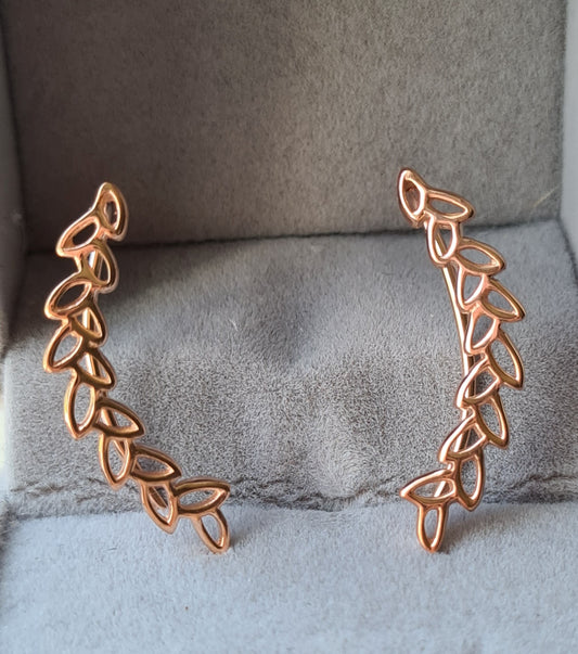 Rose Gold Overlay 925 Sterling Silver Wheat inspired Earrings