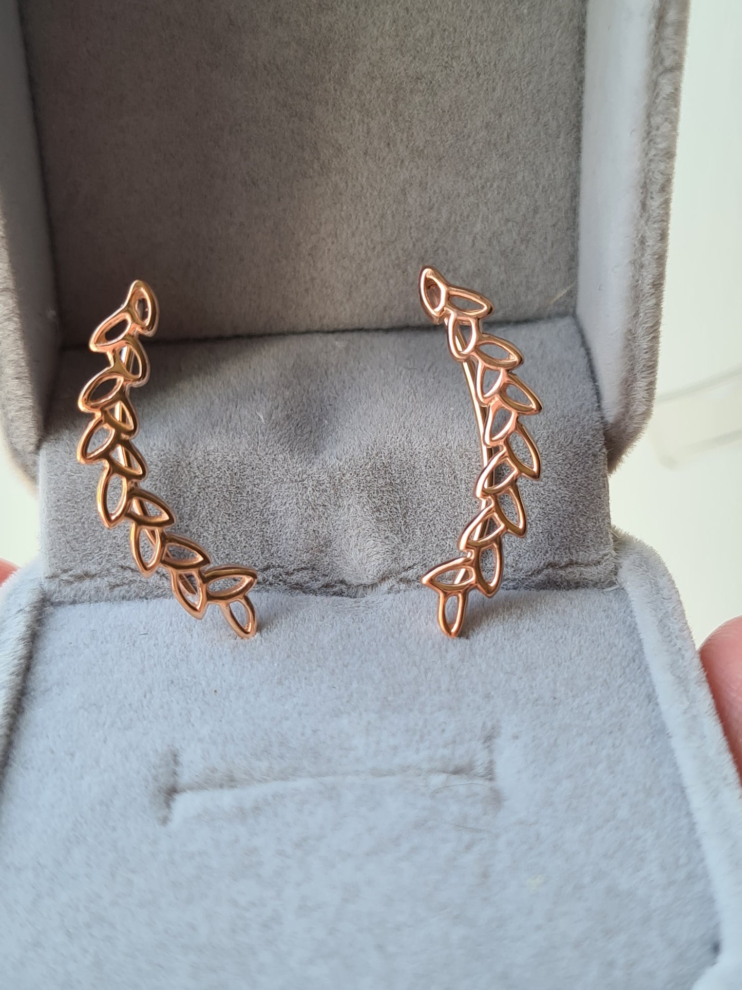 Rose Gold Overlay 925 Sterling Silver Wheat inspired Earrings