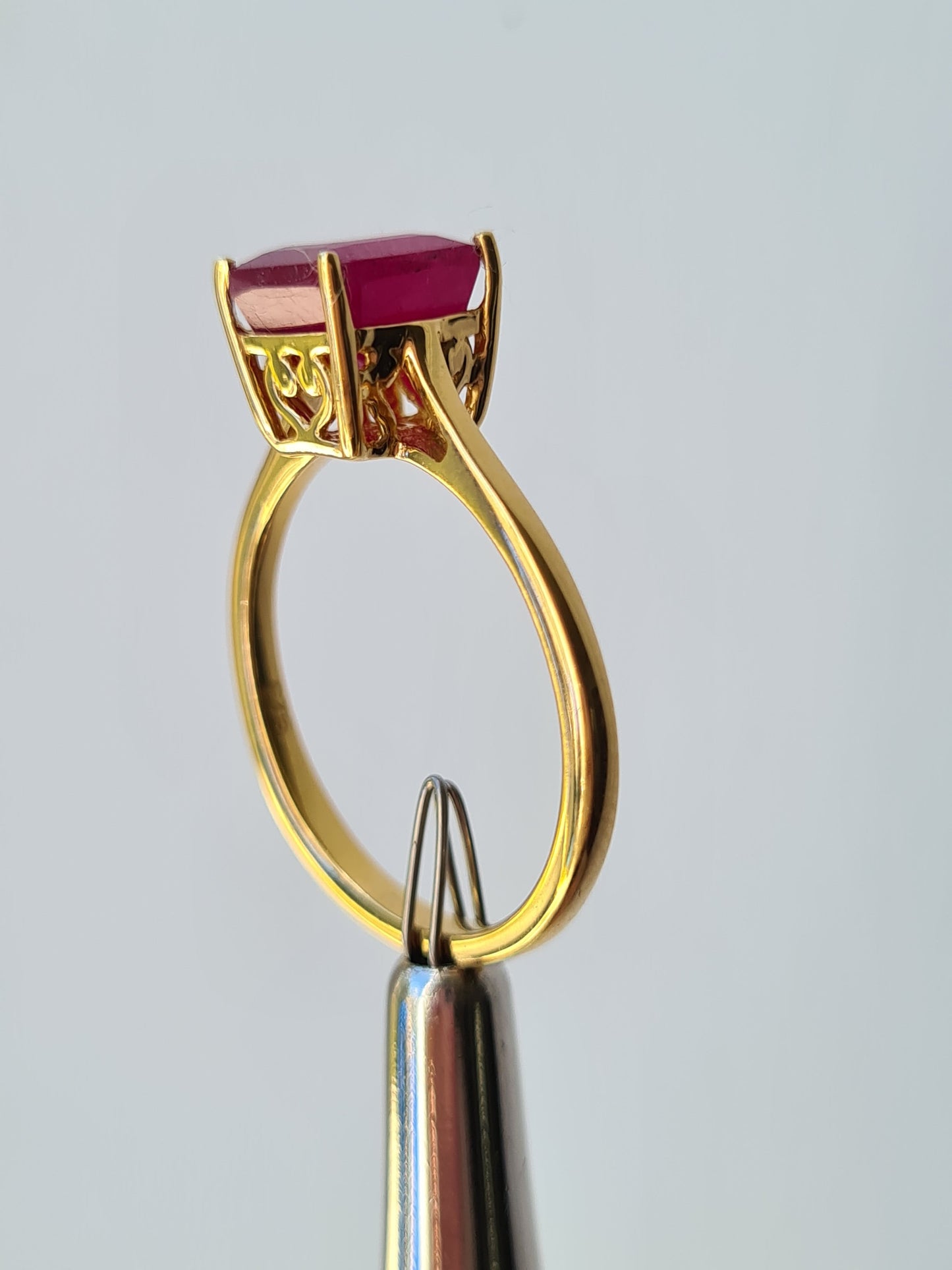 Solitaire African Ruby 18K Gold Overlay Sterling Silver SIZES K