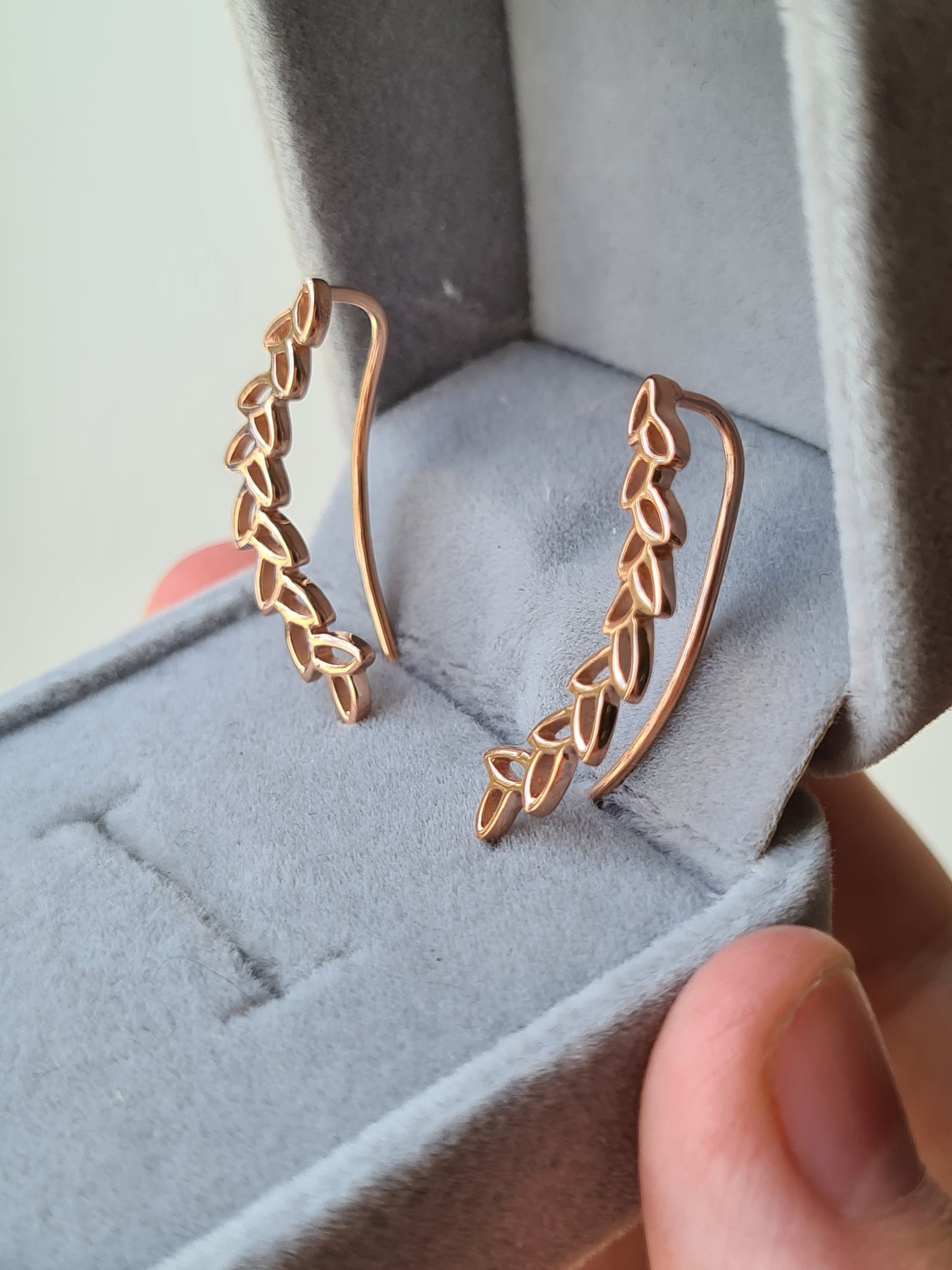 Rose Gold Overlay 925 Sterling Silver Wheat inspired Earrings